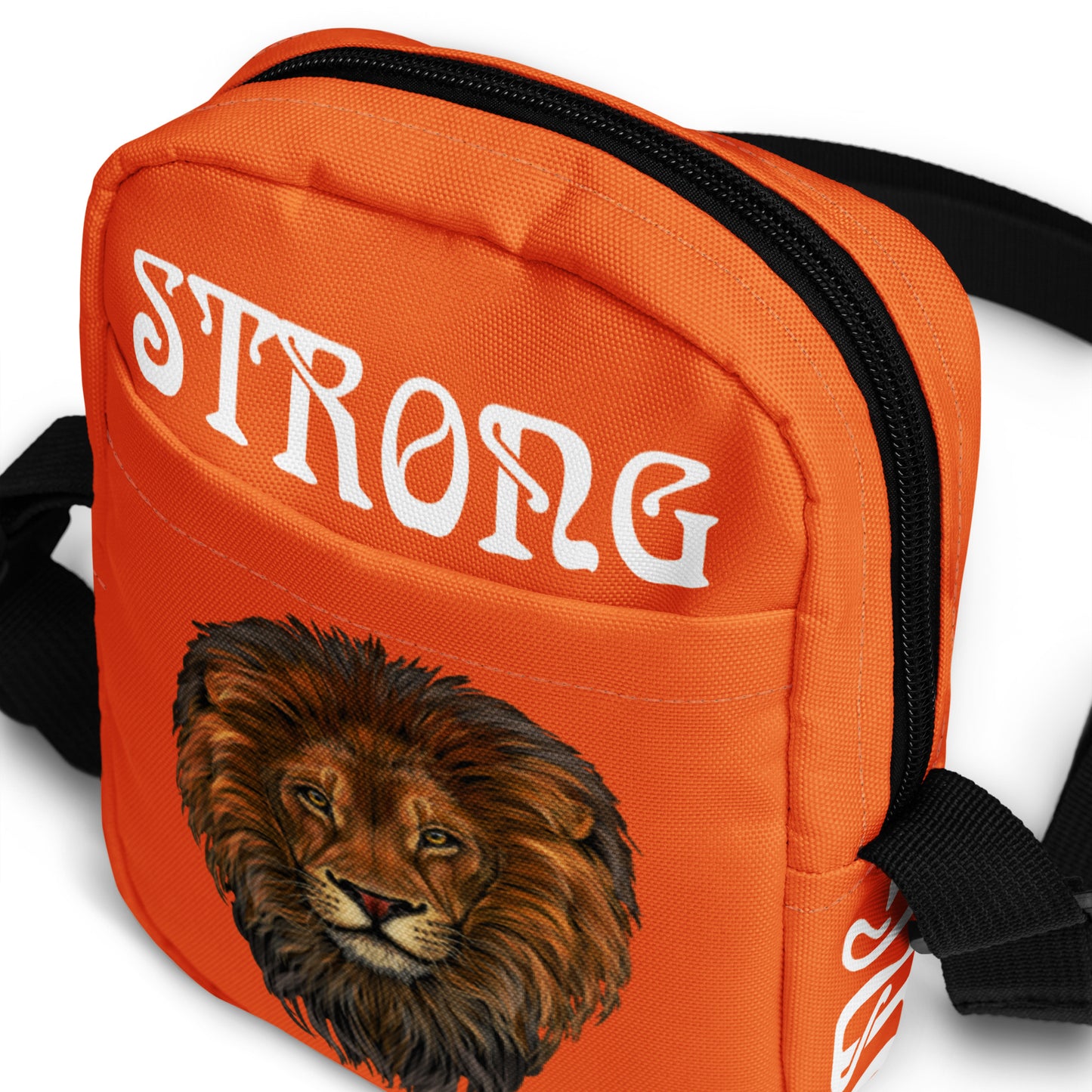 “I’AM STRONG”Orange Utility Crossbody Bag W/White Font