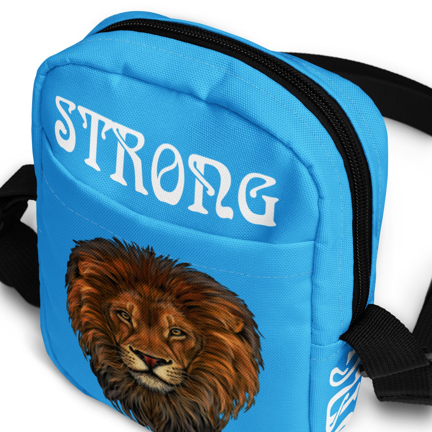 “I’AM STRONG”SkyBlue Utility Crossbody Bag W/White Font