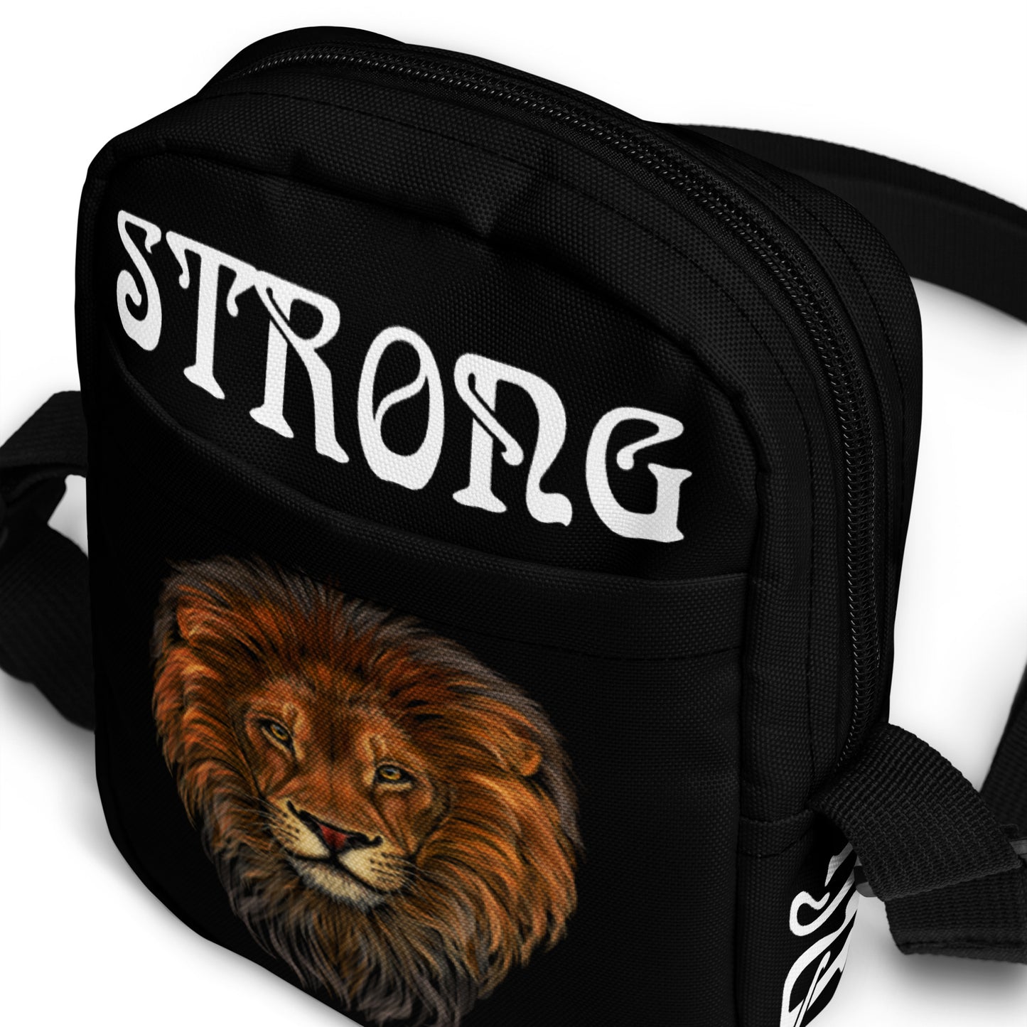 “I’AM STRONG”Black Utility Crossbody Bag W/White Font