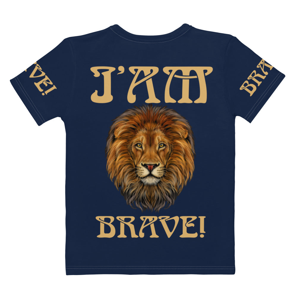 I’AM BRAVE!”Navy Women's T-Shirt W/Fawn Font