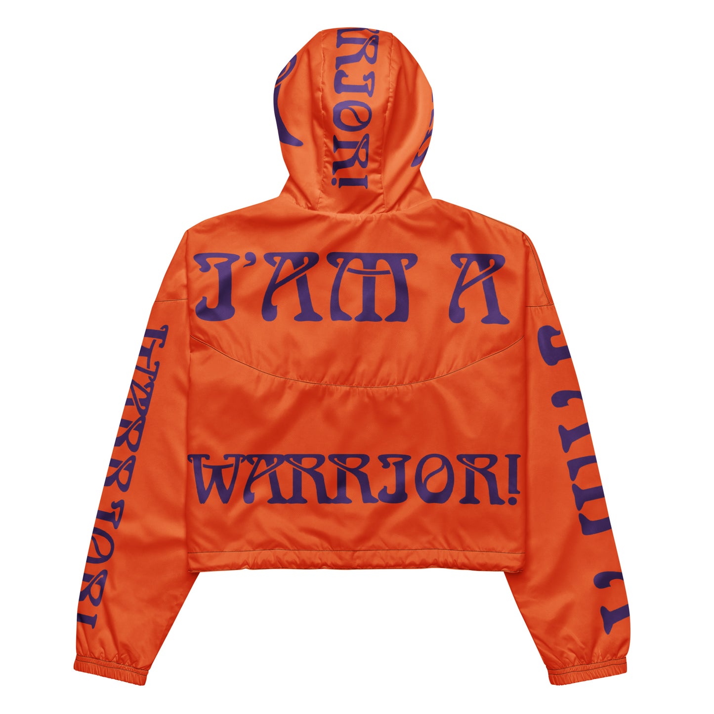 “I’AM A WARRIOR!” Orange Women’s Cropped Windbreaker W/Purple