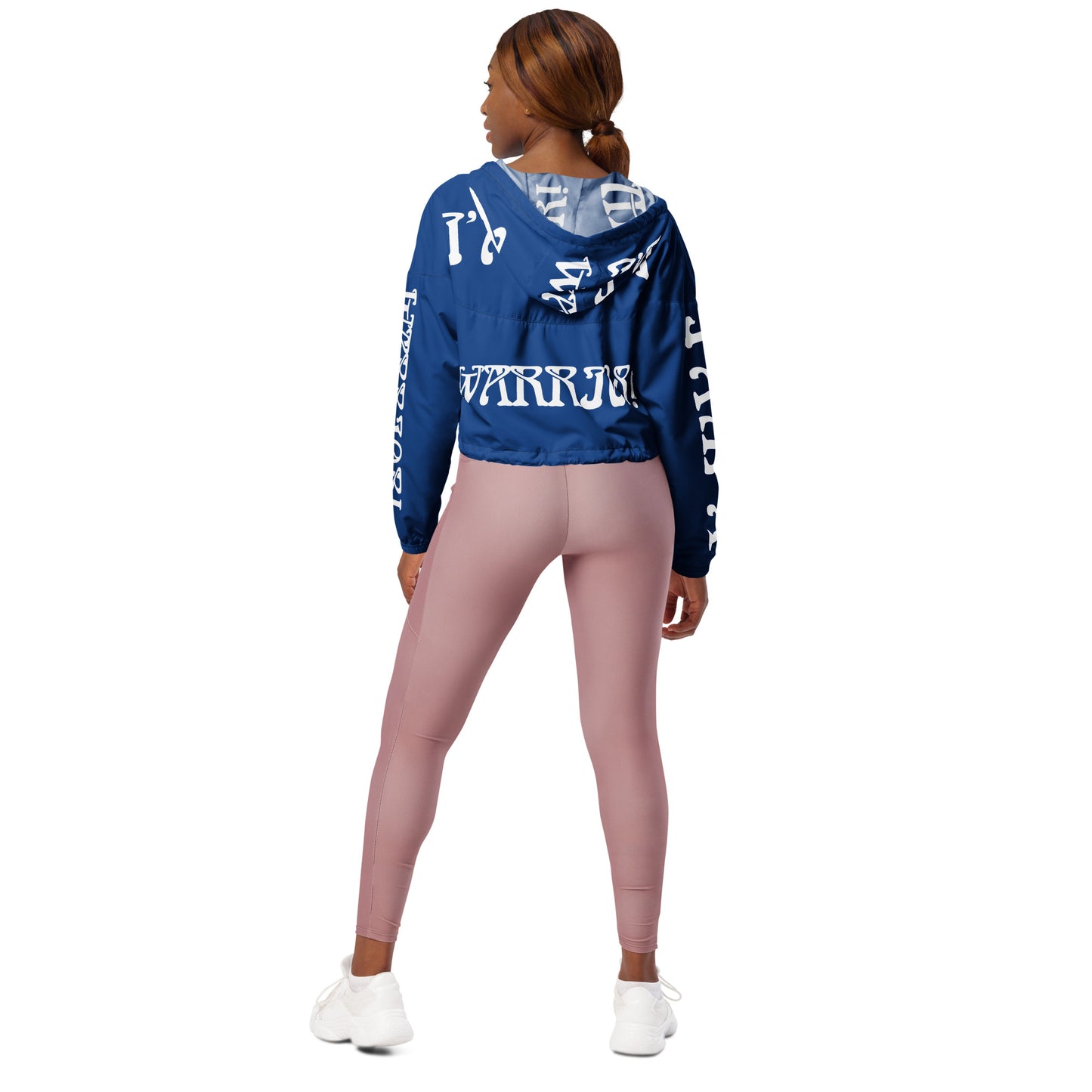 “I’AM A WARRIOR!” Blue Women’s Cropped Windbreaker W/White Font