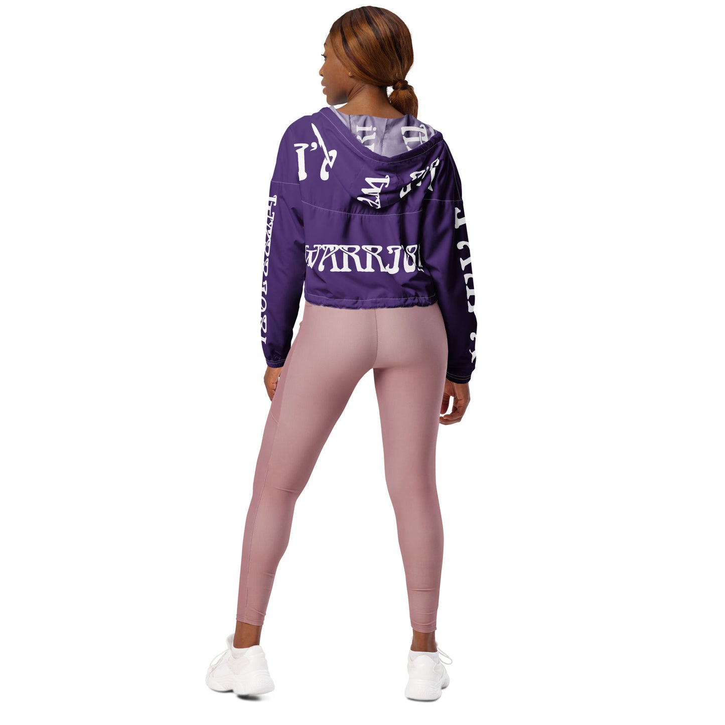 “I’AM A WARRIOR!” Purple Women’s Cropped Windbreaker W/White Font