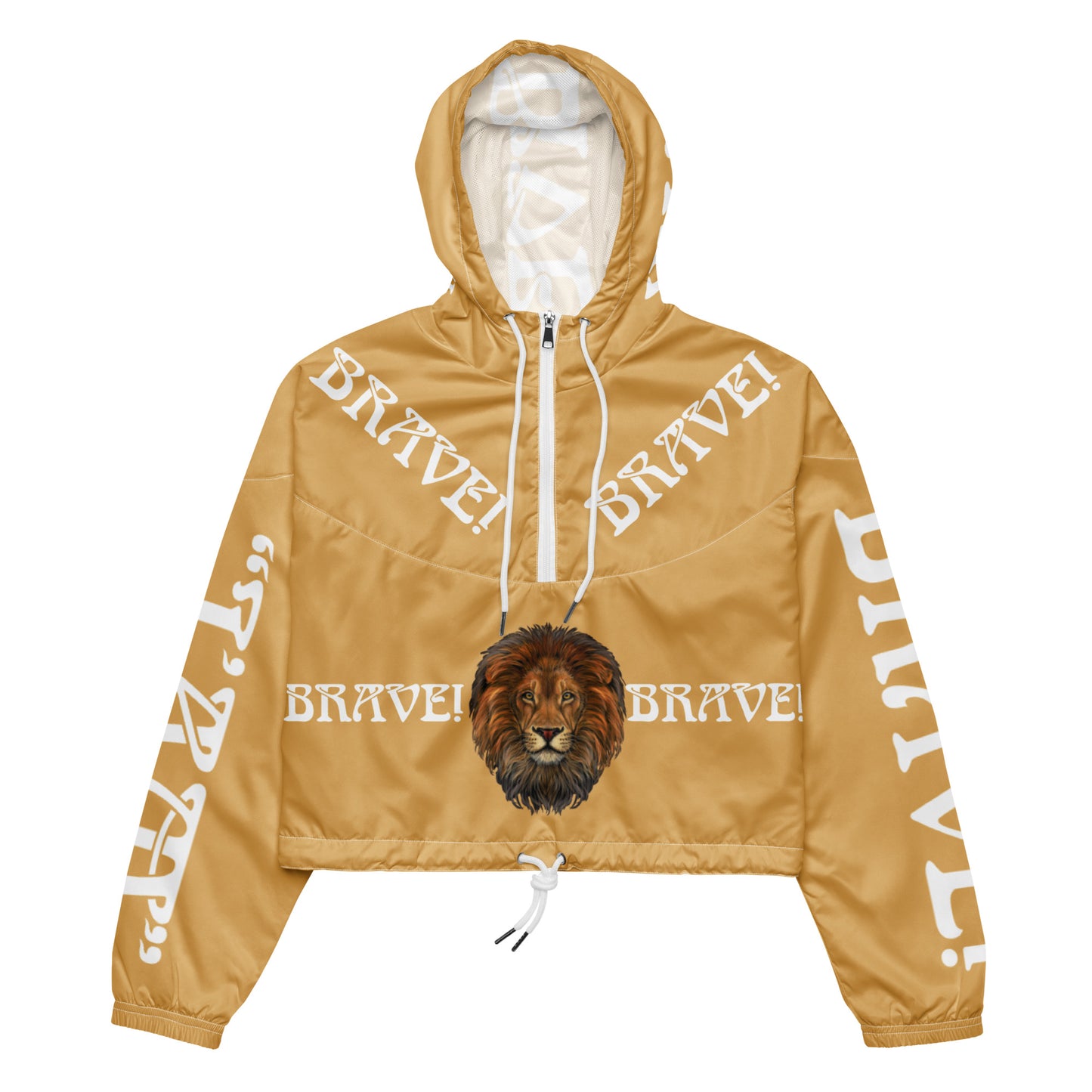 “BRAVE!”Fawn Women’s Cropped Windbreaker W/White Font