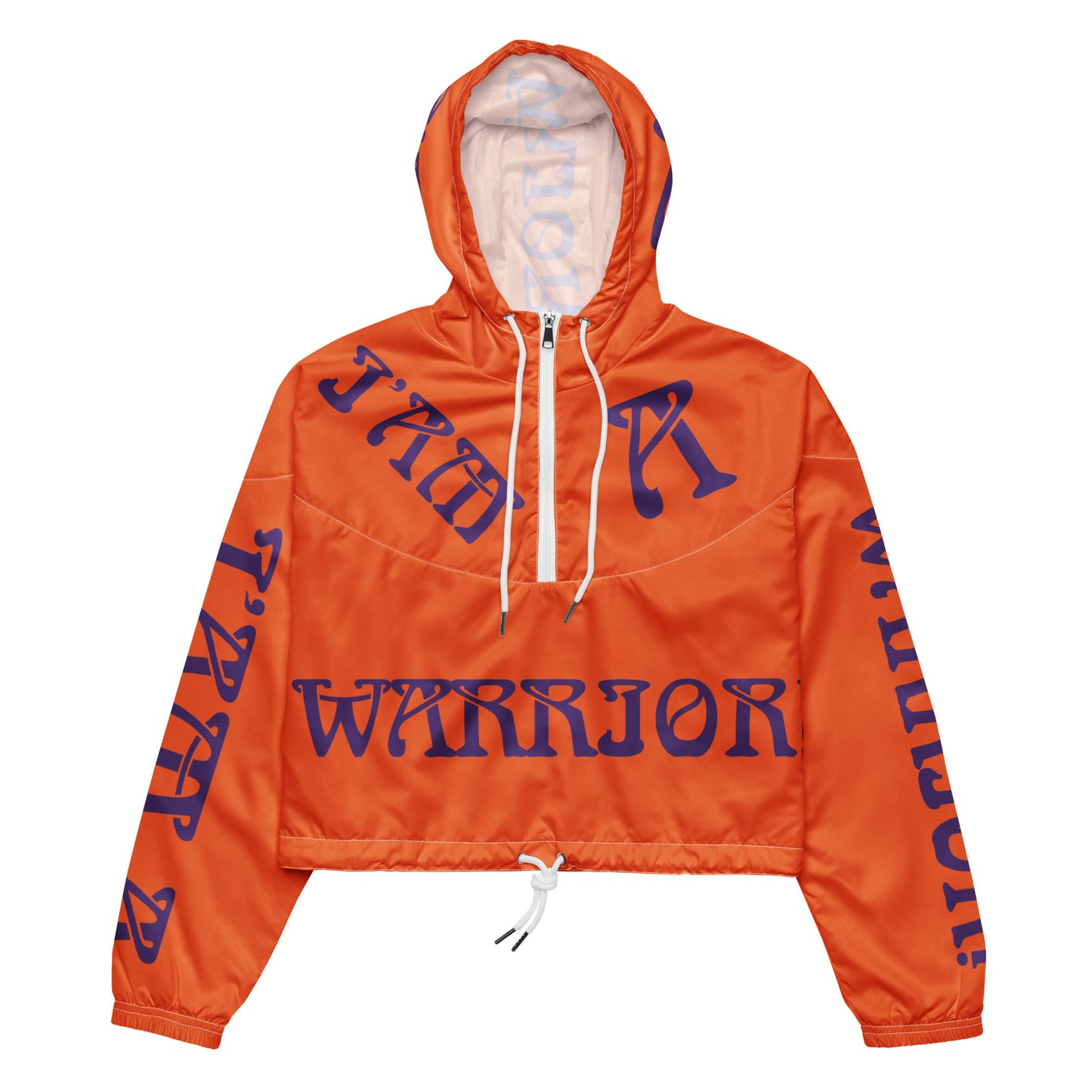 “I’AM A WARRIOR!” Orange Women’s Cropped Windbreaker W/Purple