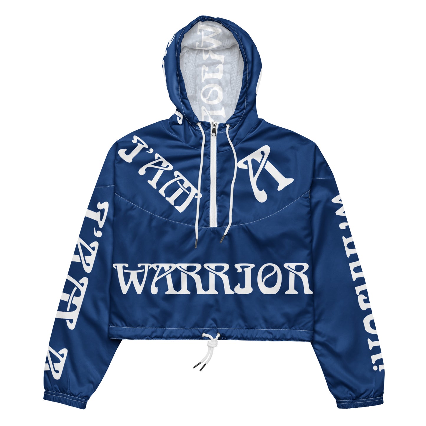 “I’AM A WARRIOR!” Blue Women’s Cropped Windbreaker W/White Font