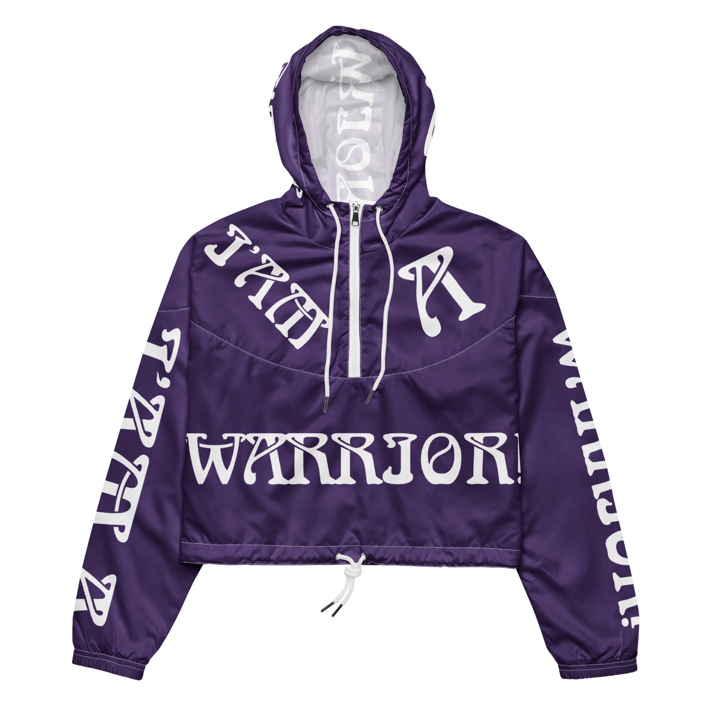 “I’AM A WARRIOR!” Purple Women’s Cropped Windbreaker W/White Font