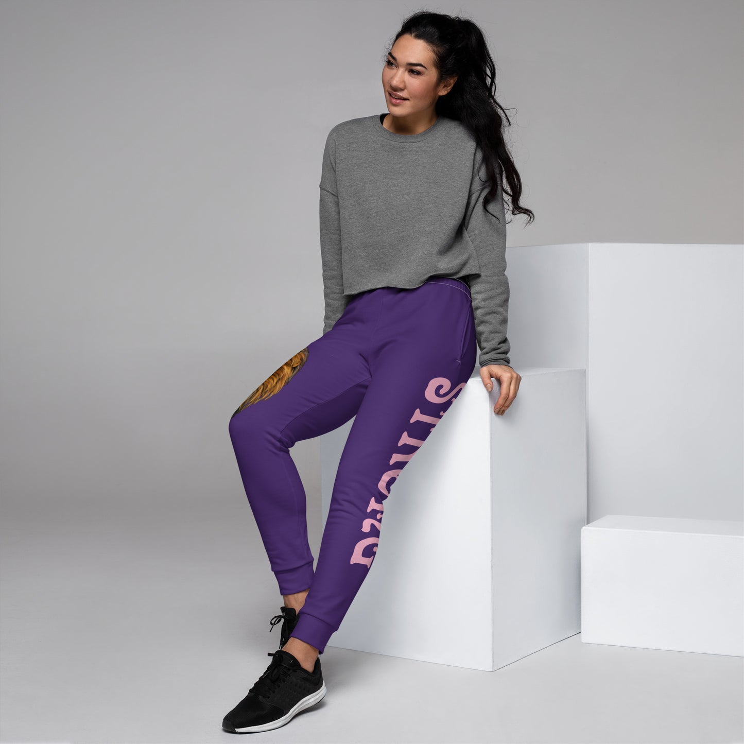 “STRONG”Purple Women's Joggers W/Cotton Candy Font