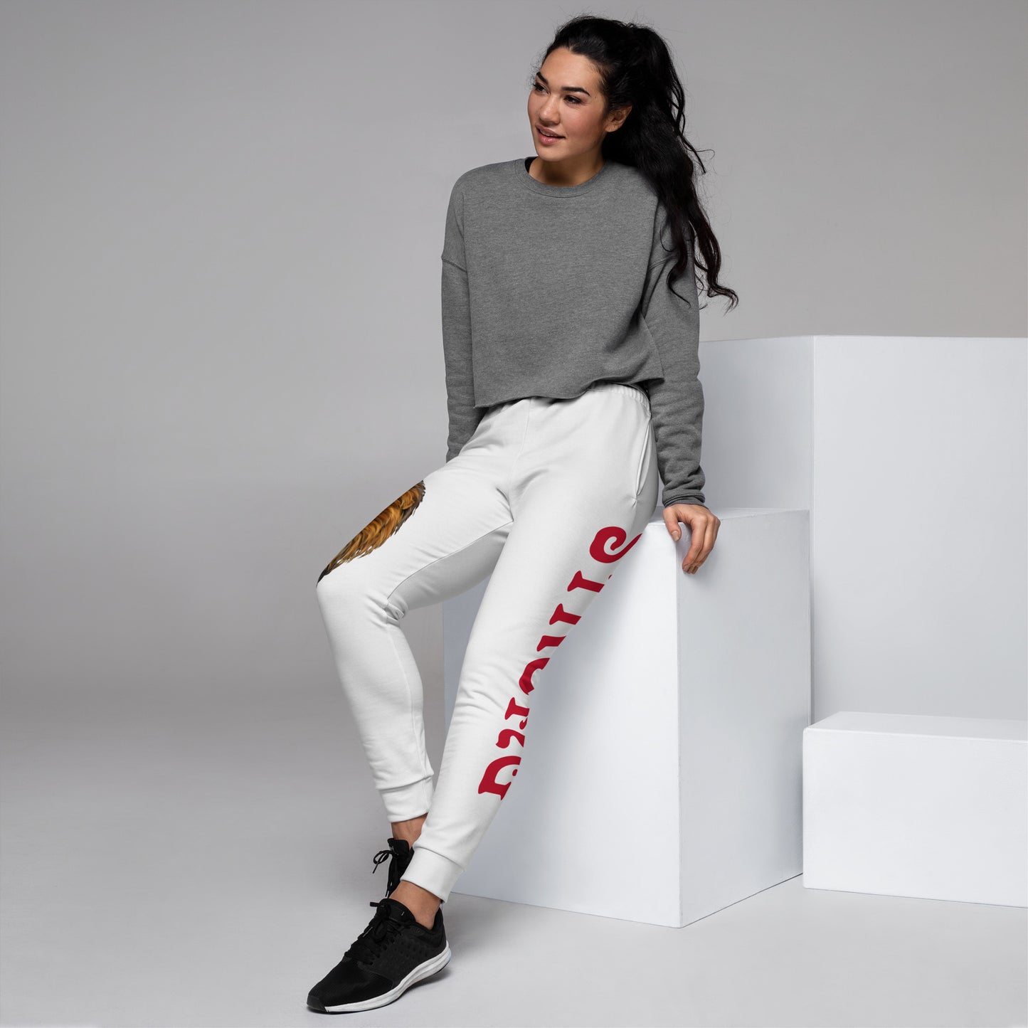 “STRONG”White Women's Joggers W/Red Font