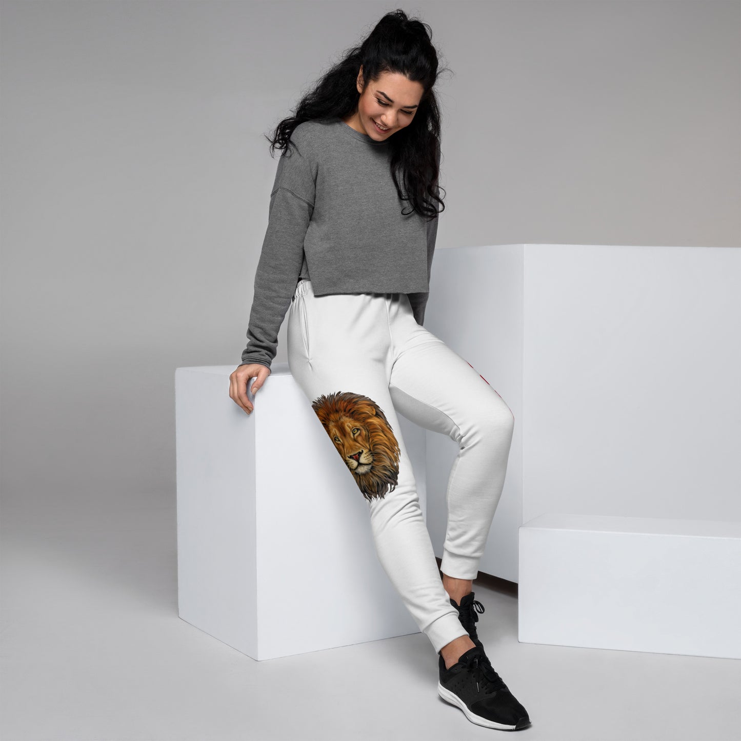 “STRONG”White Women's Joggers W/Red Font