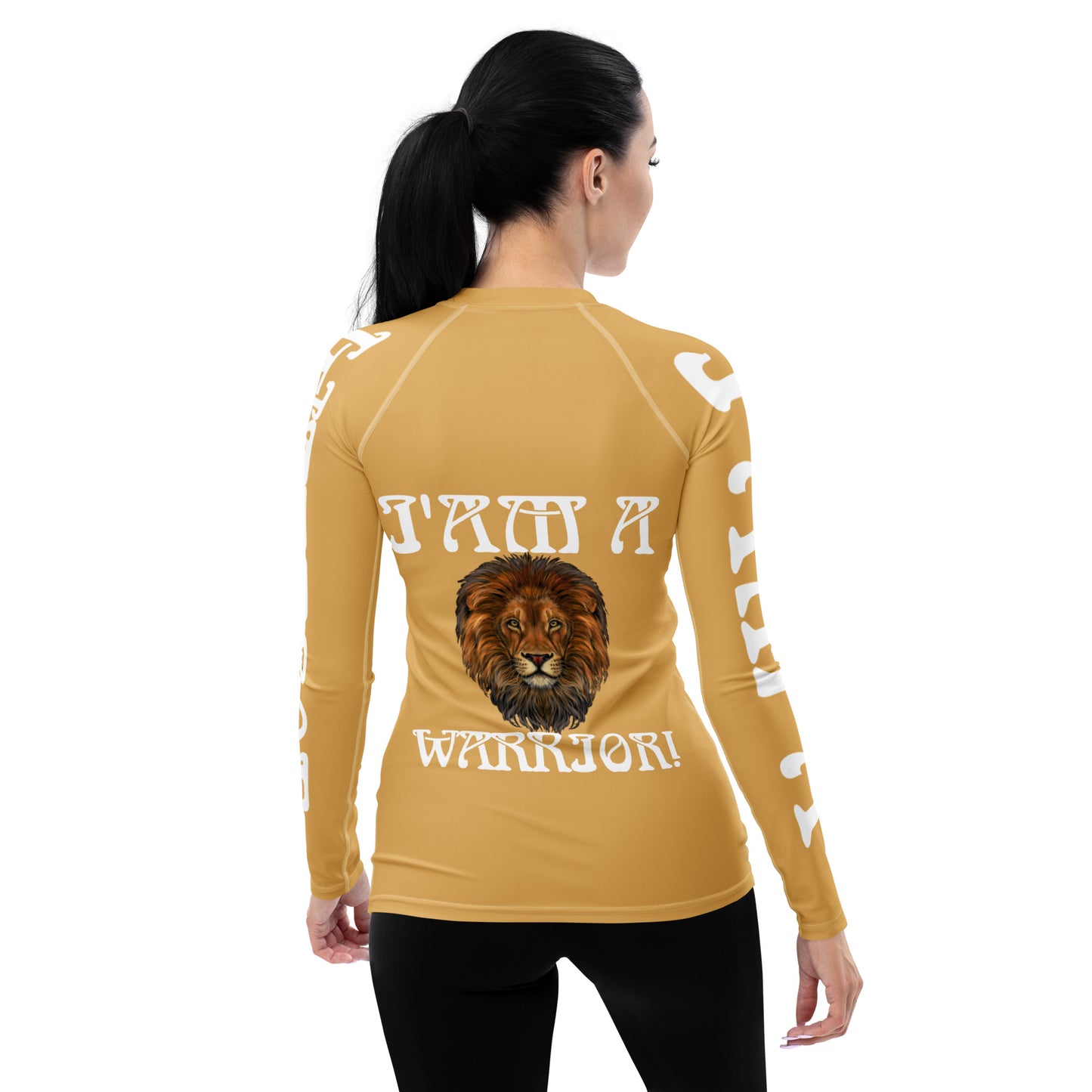 “I’AM A WARRIOR!” Fawn Women's Rash Guard W/White Font
