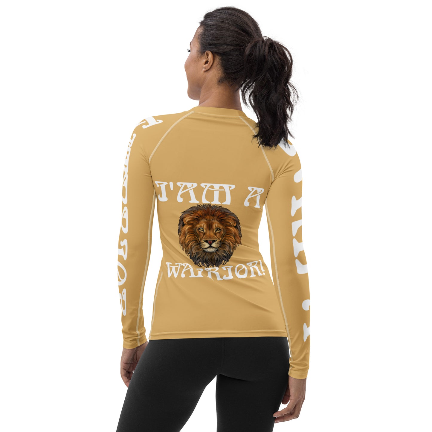 “I’AM A WARRIOR!” Fawn Women's Rash Guard W/White Font