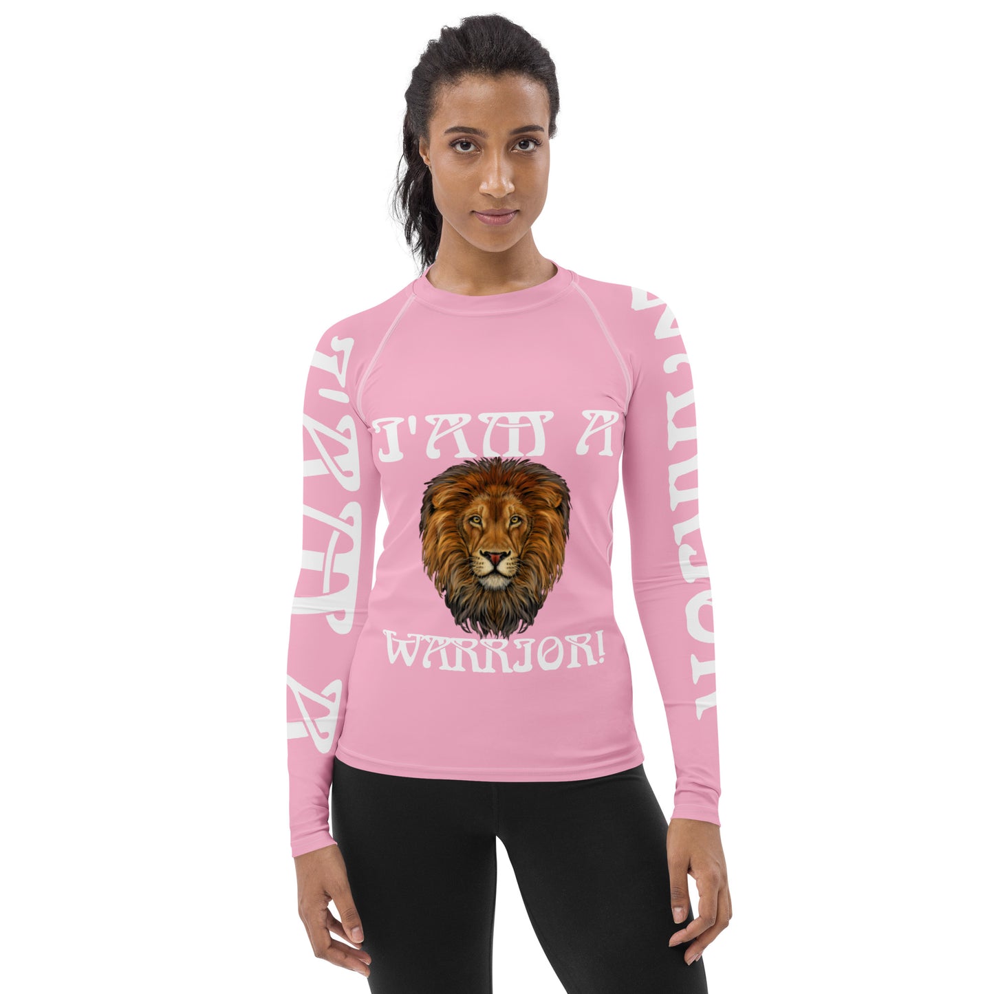 “I’AM A WARRIOR!” Cotton Candy Women's Rash Guard W/White Font