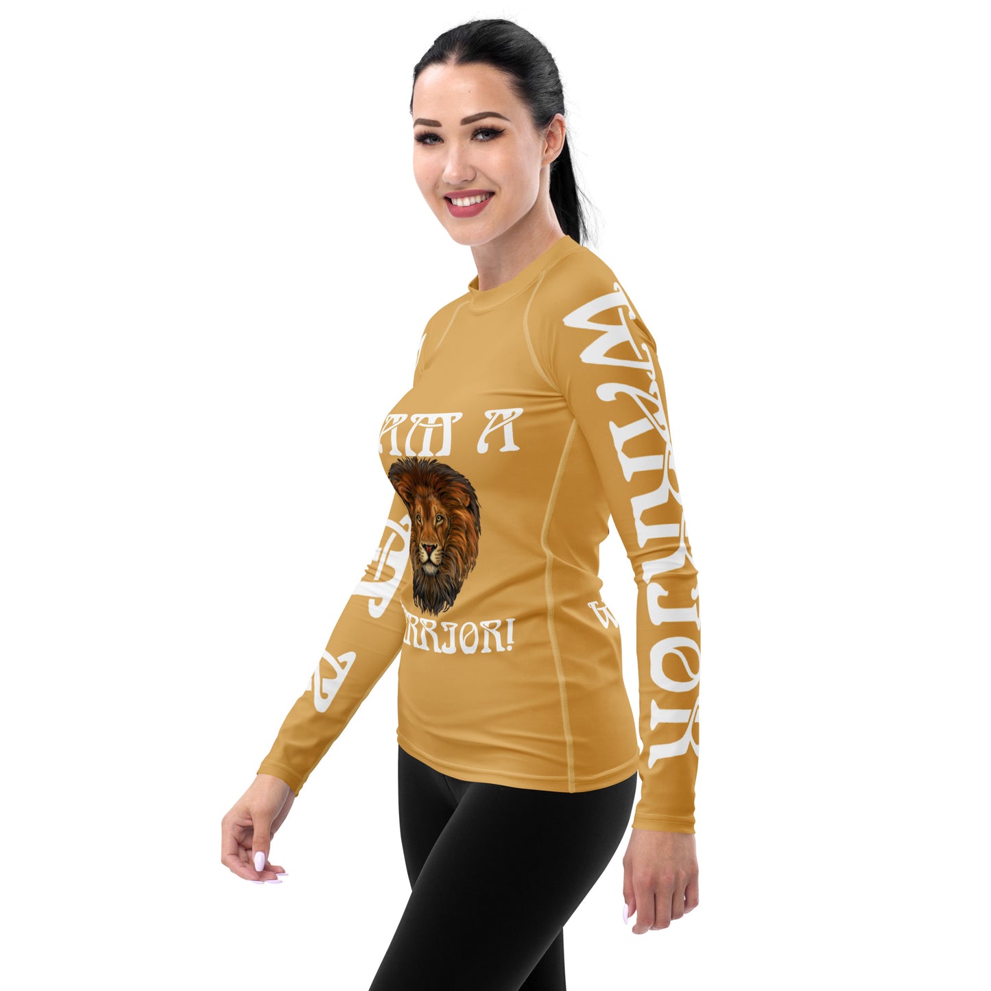 “I’AM A WARRIOR!” Fawn Women's Rash Guard W/White Font