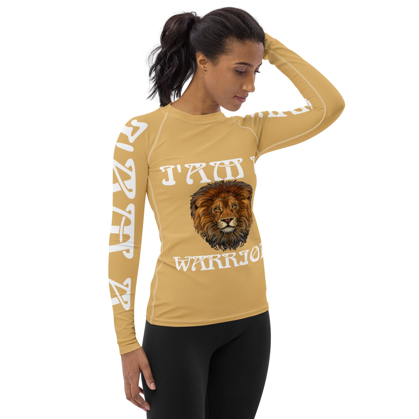 “I’AM A WARRIOR!” Fawn Women's Rash Guard W/White Font