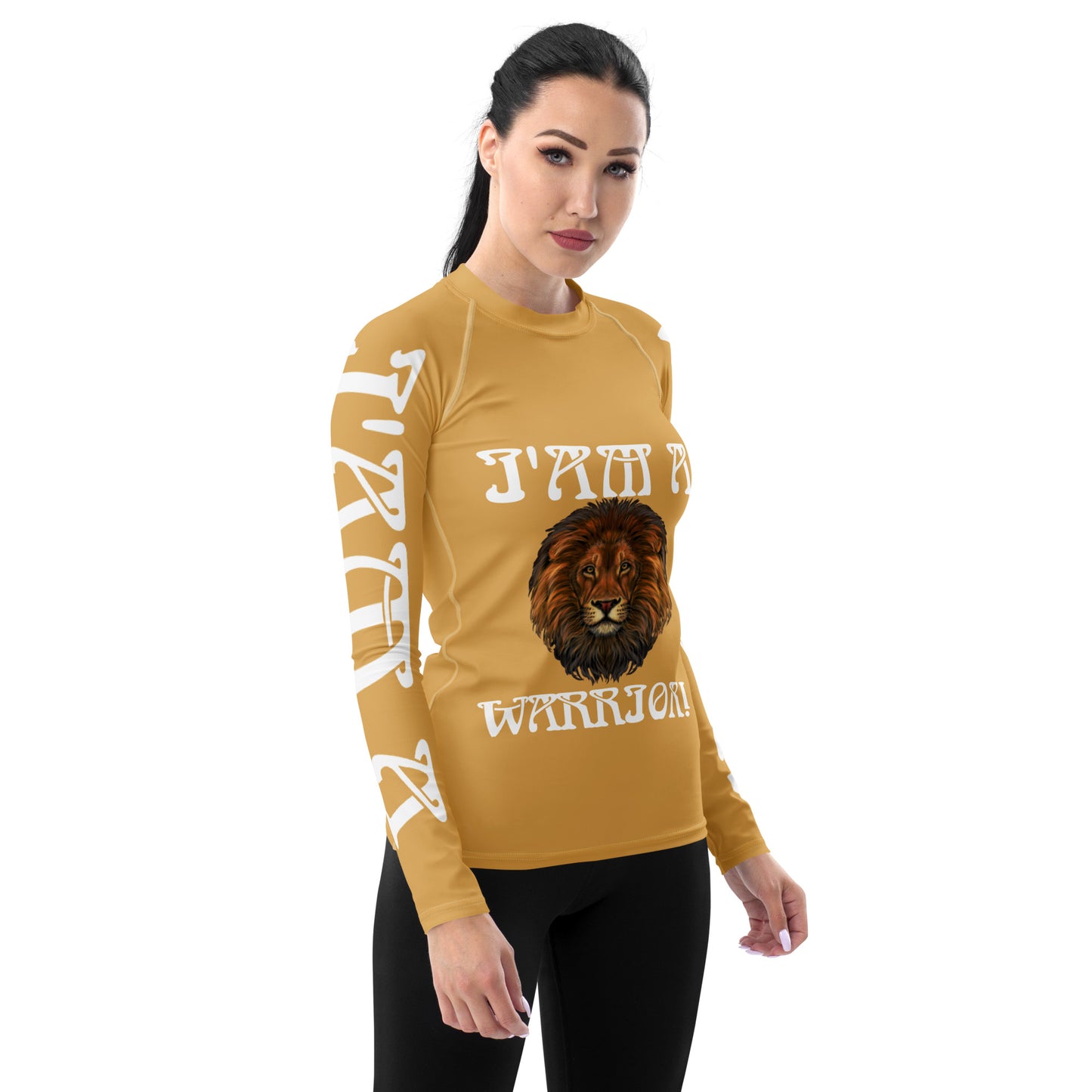 “I’AM A WARRIOR!” Fawn Women's Rash Guard W/White Font