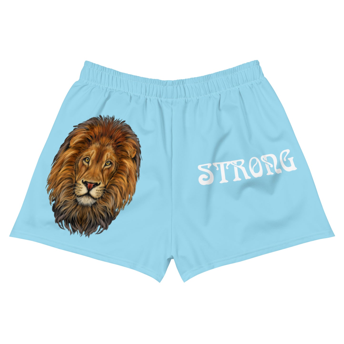 “STRONG” SkyBlue Women’s Athletic Shorts W/White Font