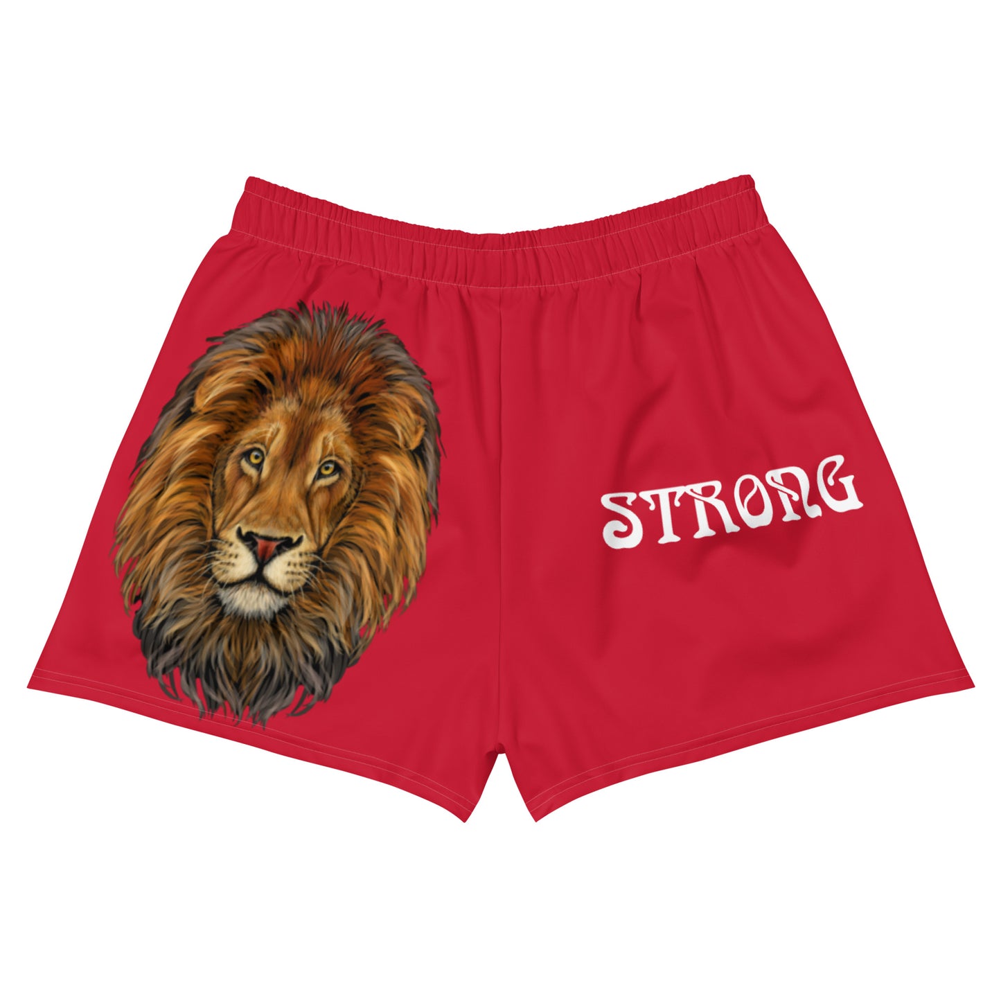 “STRONG” Red Women’s Athletic Shorts W/Red Font