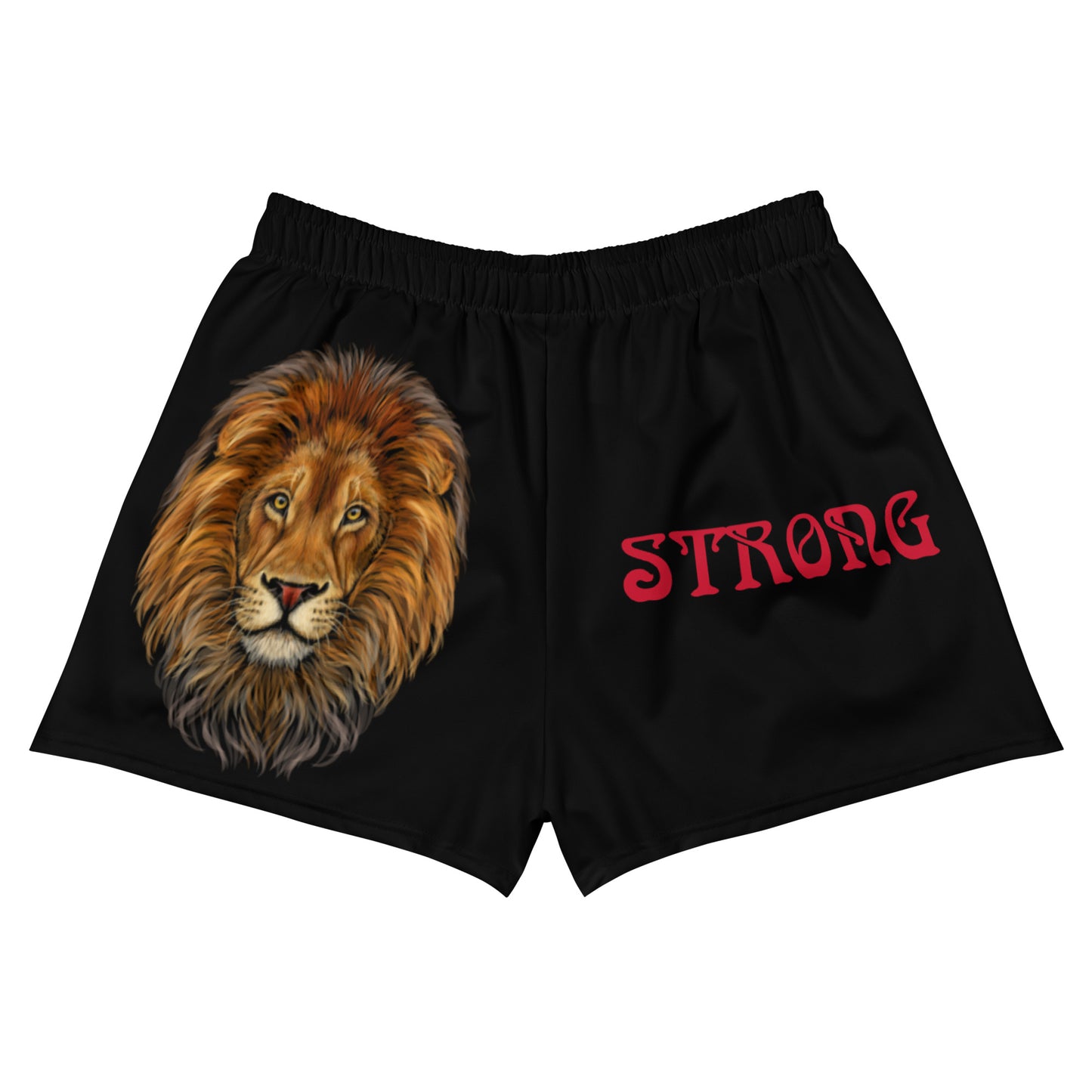 “STRONG” Black Women’s Athletic Shorts W/Red Font