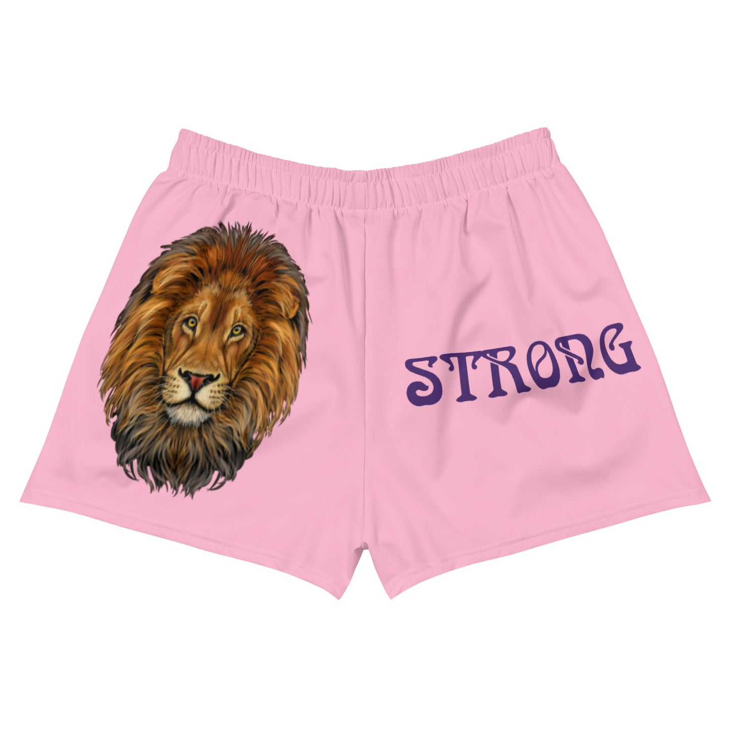 “STRONG” Cotton Candy Women’s Athletic Shorts W/Purple Font