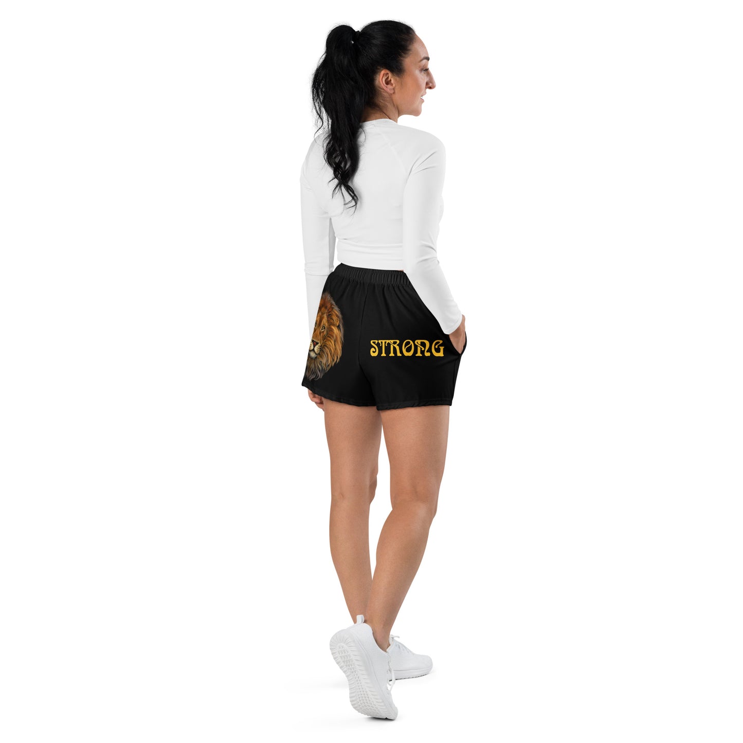 “STRONG” Black Women’s Athletic Shorts W/Yellow Font