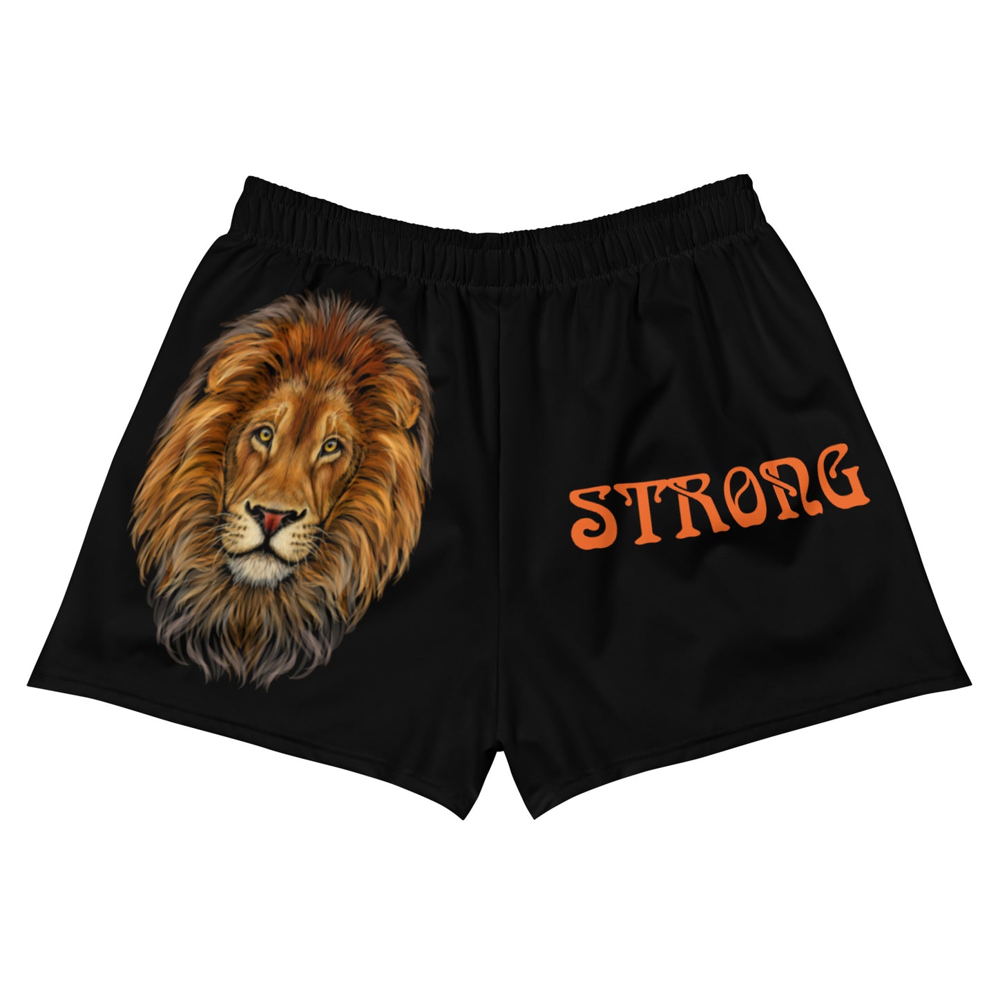 “STRONG” Black Women’s Athletic Shorts W/Orange Font