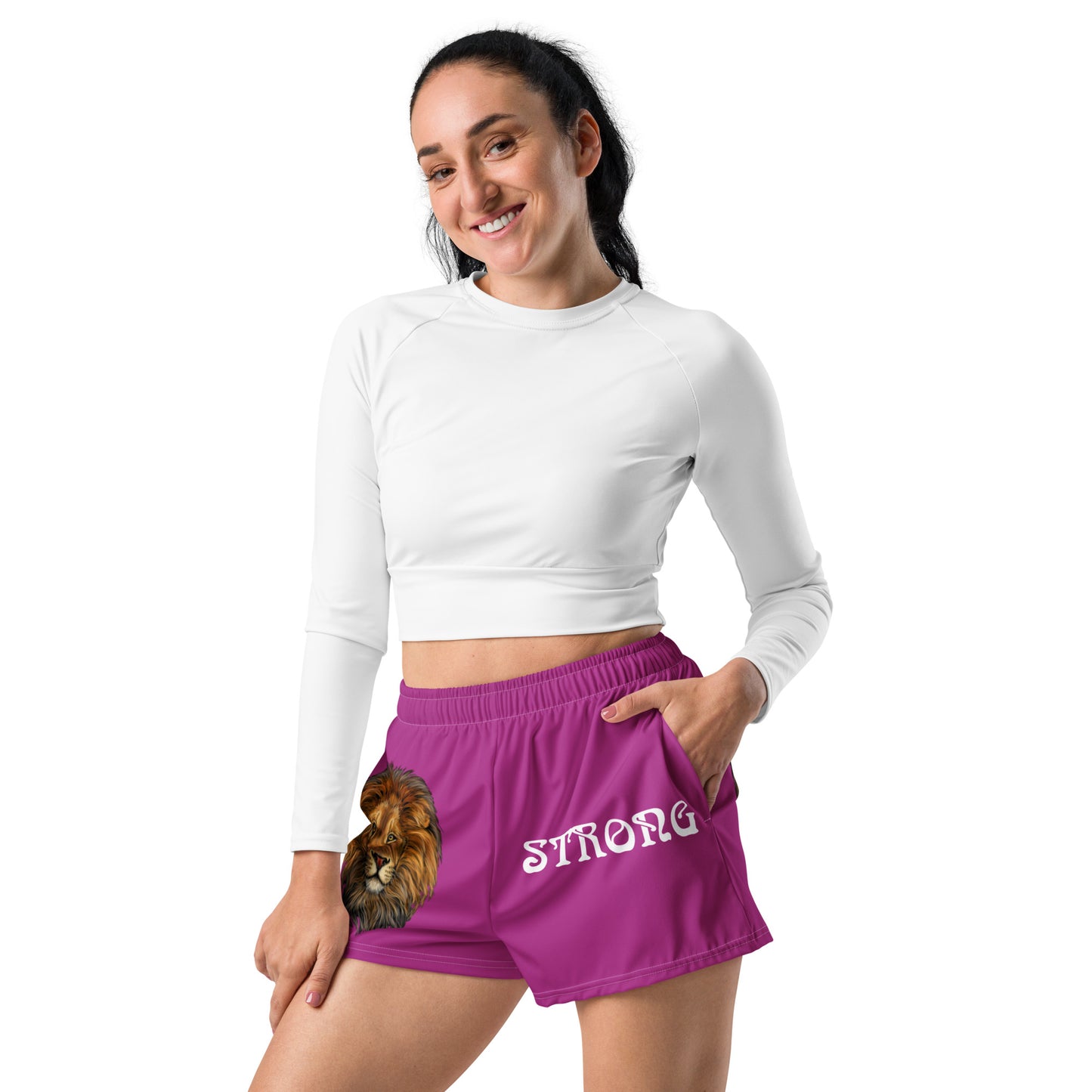 “STRONG” Purple Women’s Athletic Shorts W/White Font
