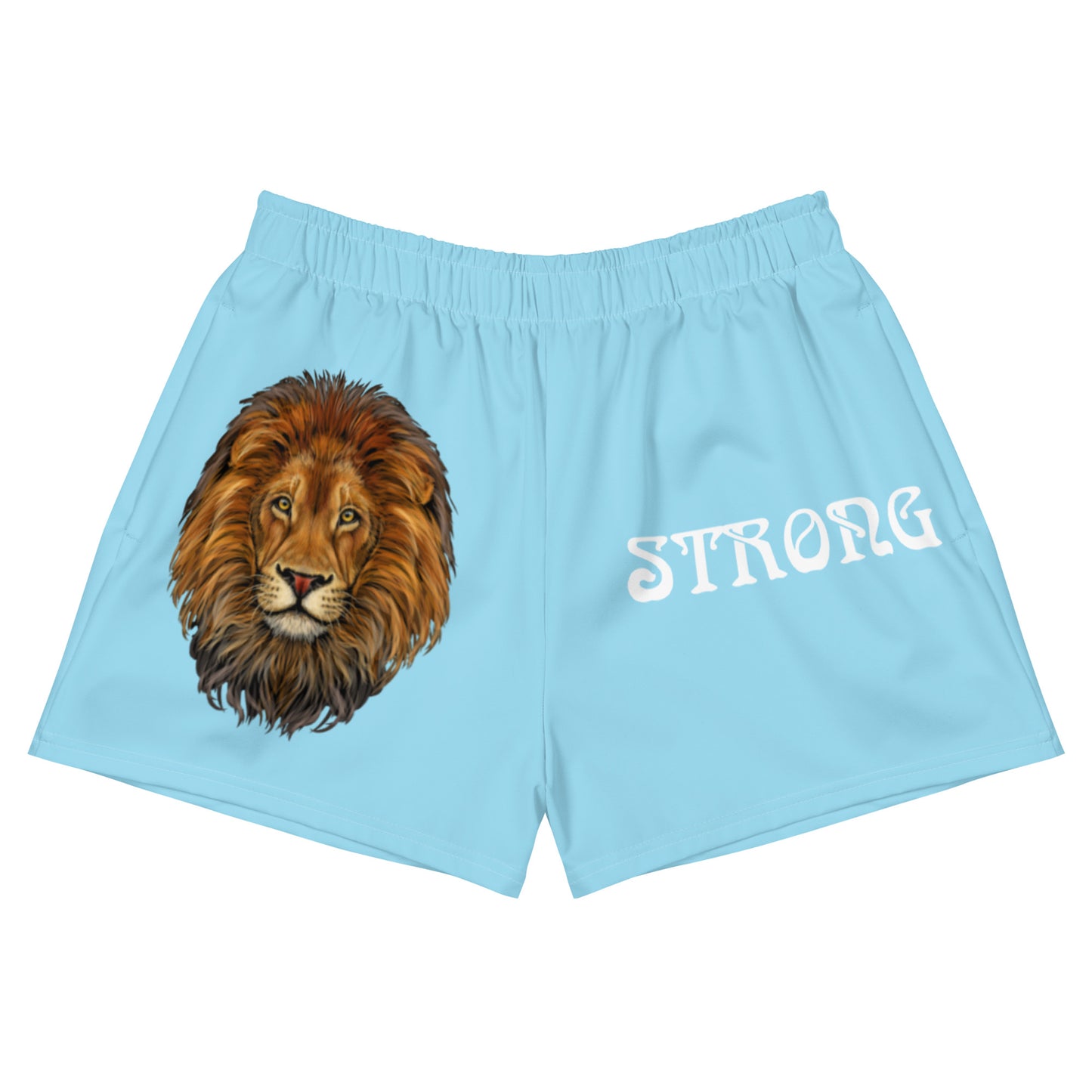 “STRONG” SkyBlue Women’s Athletic Shorts W/White Font