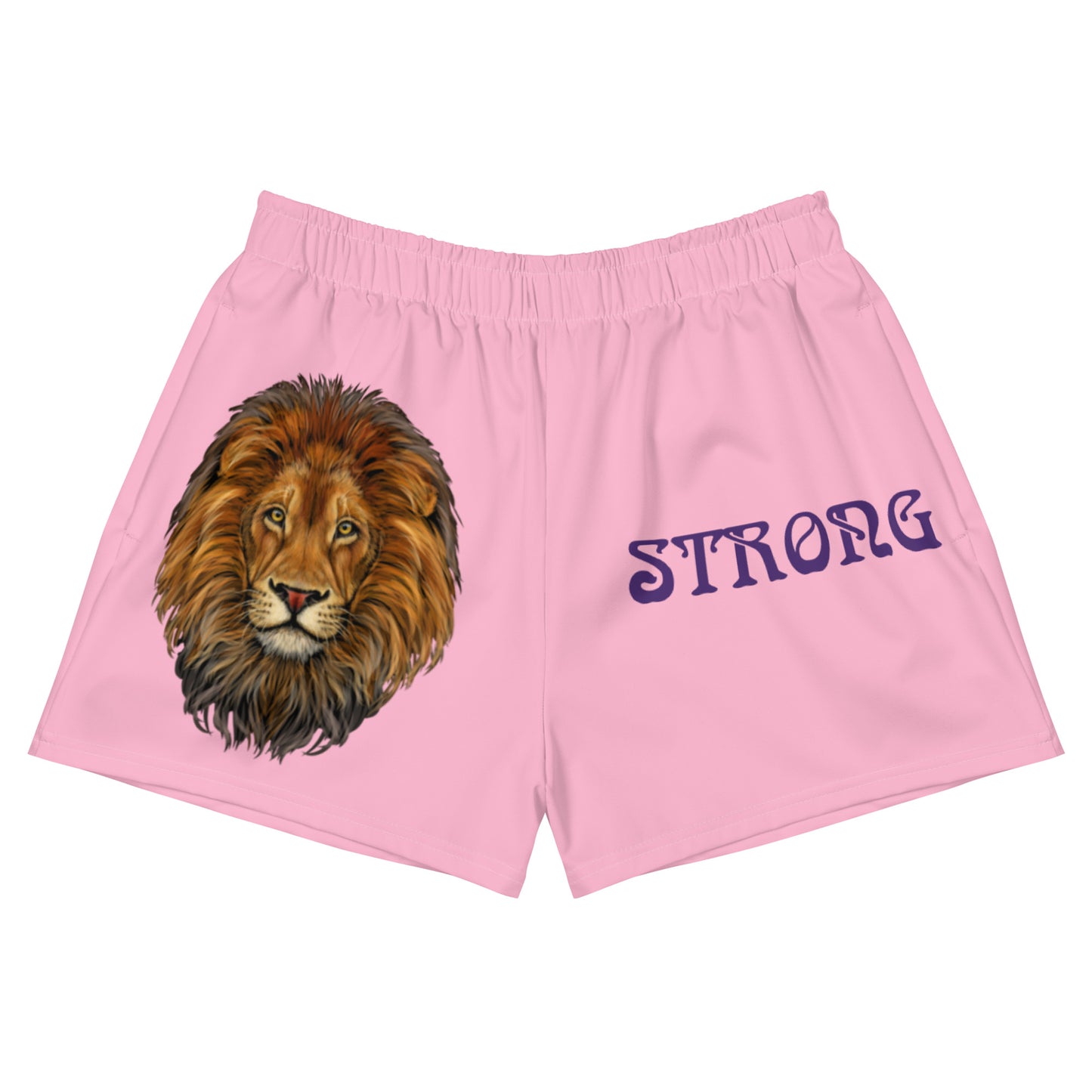 “STRONG” Cotton Candy Women’s Athletic Shorts W/Purple Font