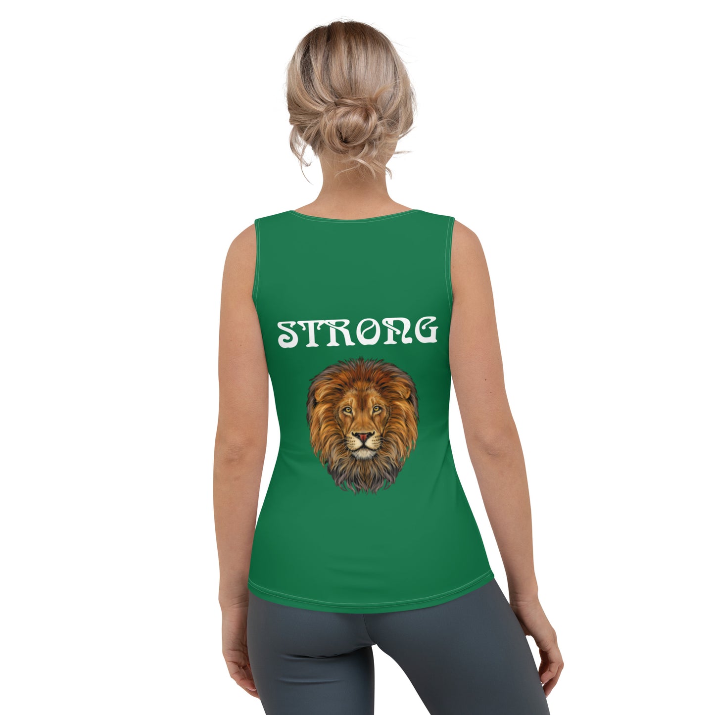 “STRONG”Green Sublimation Cut & Sew Tank Top White Font
