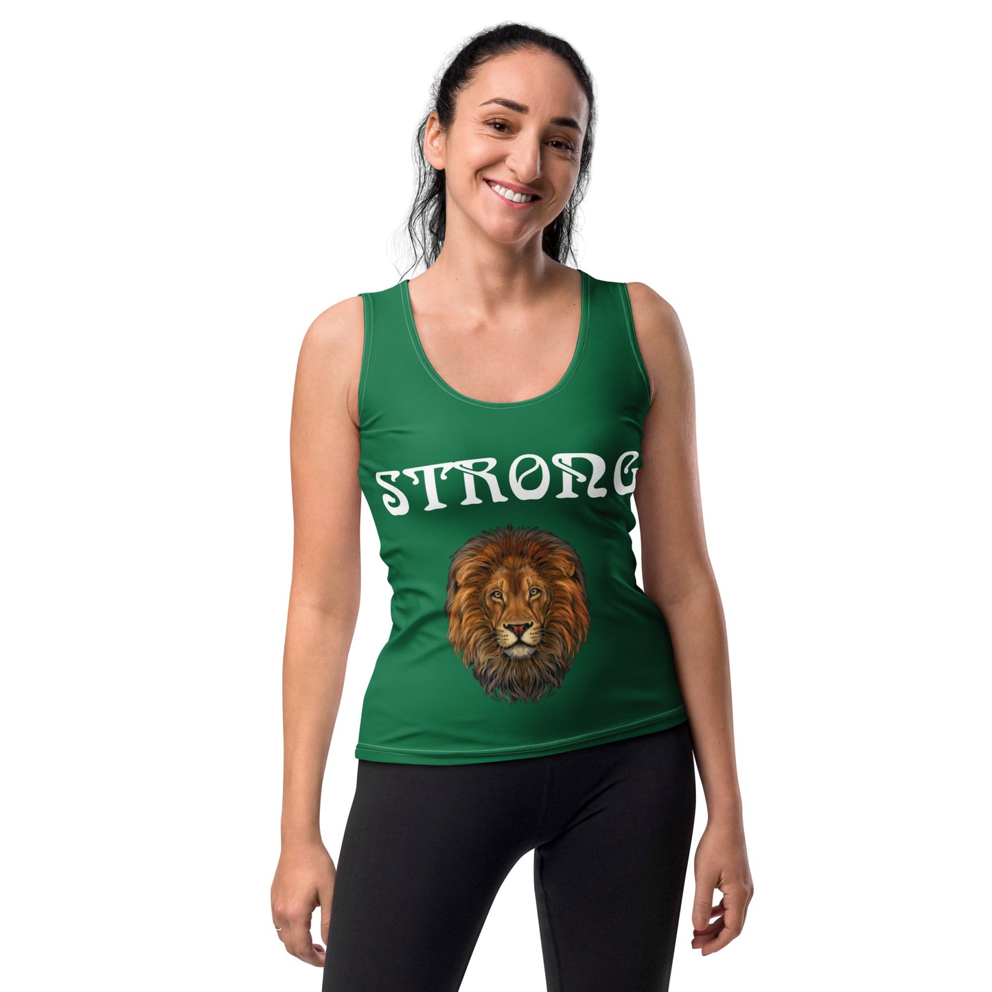 “STRONG”Green Sublimation Cut & Sew Tank Top White Font