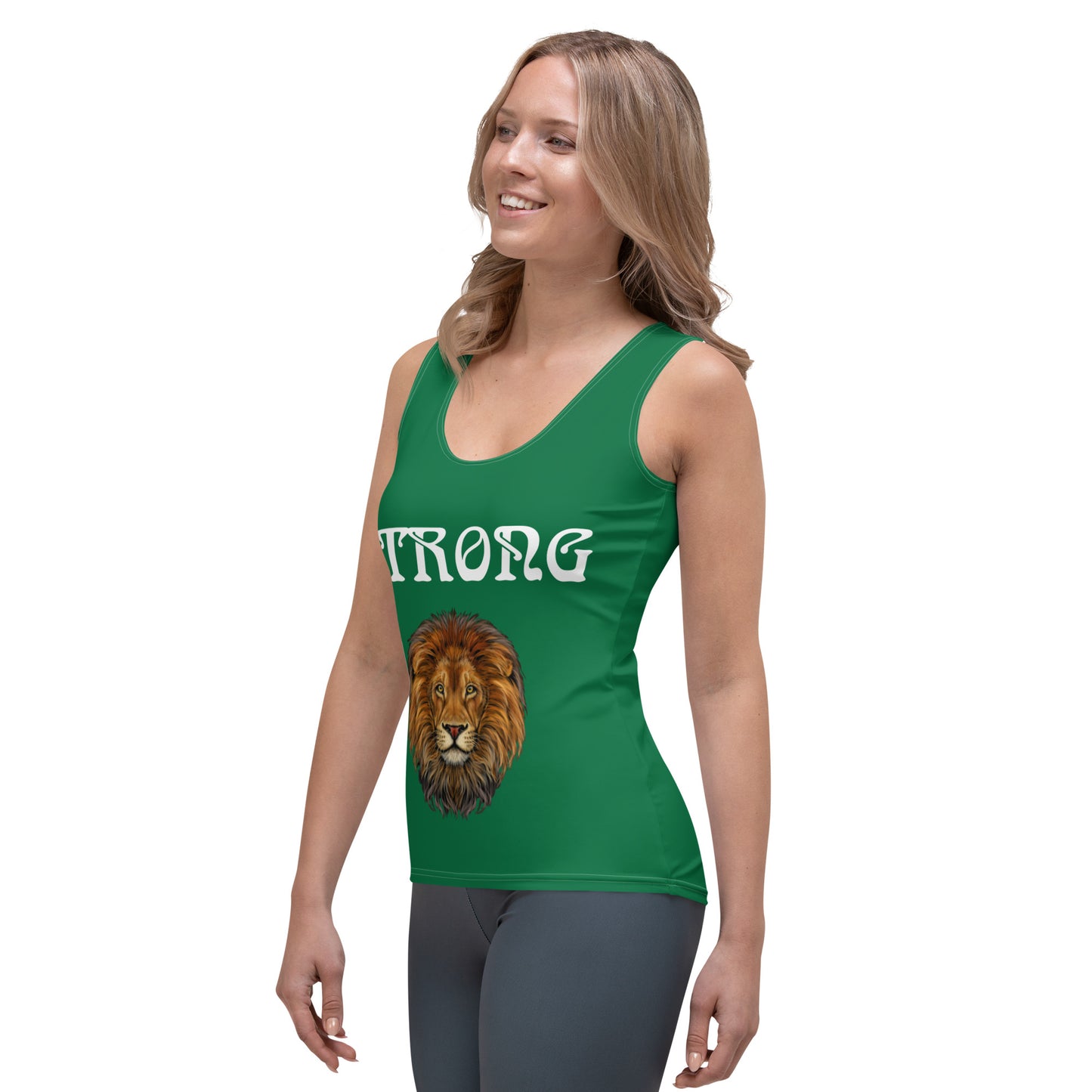 “STRONG”Green Sublimation Cut & Sew Tank Top White Font