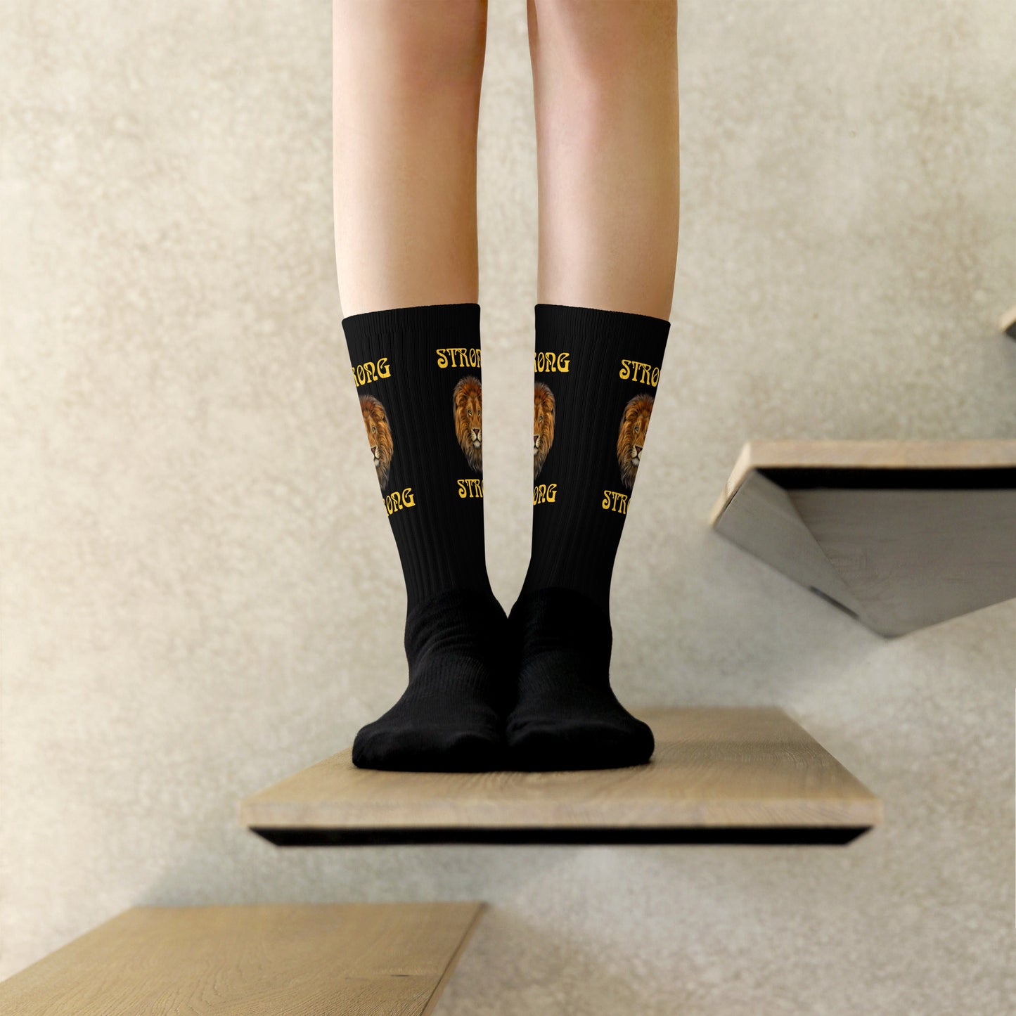 “STRONG”Black Socks W/Yellow Font