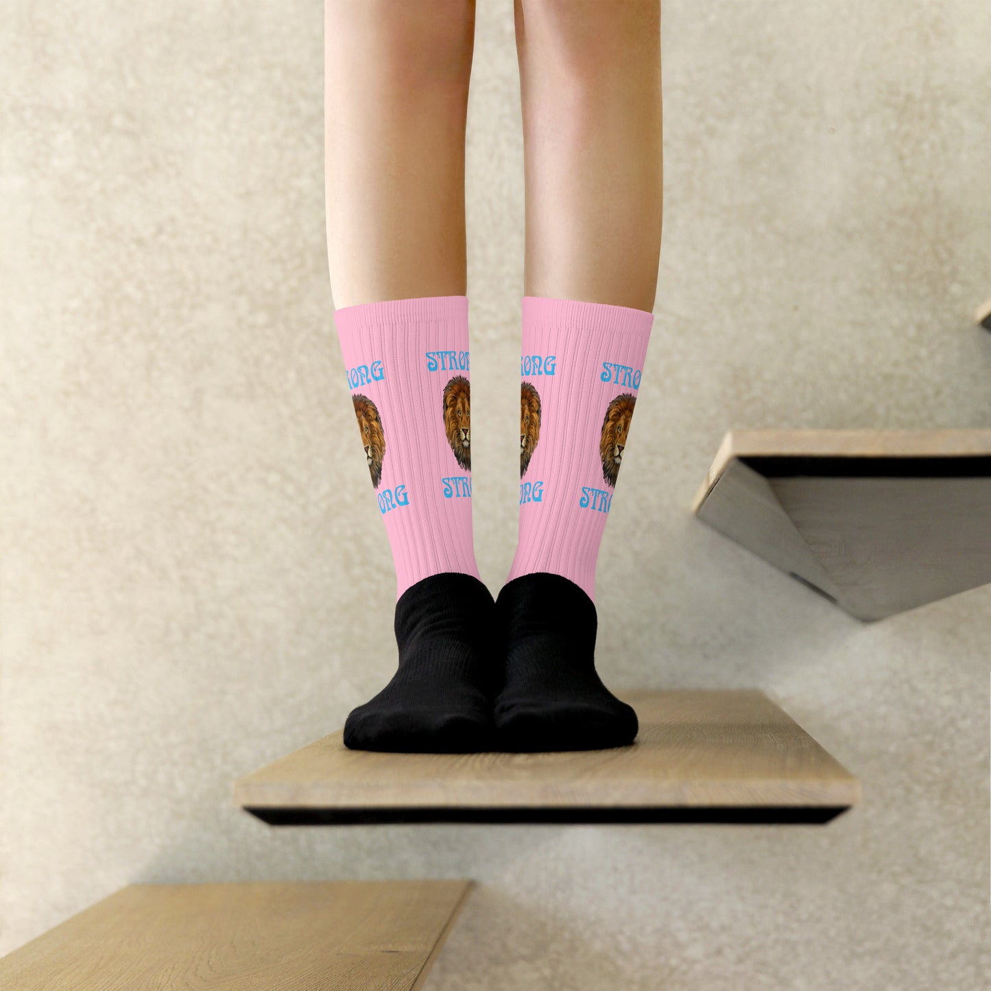 “STRONG”Cotton Candy Socks W/SkyBlue Font