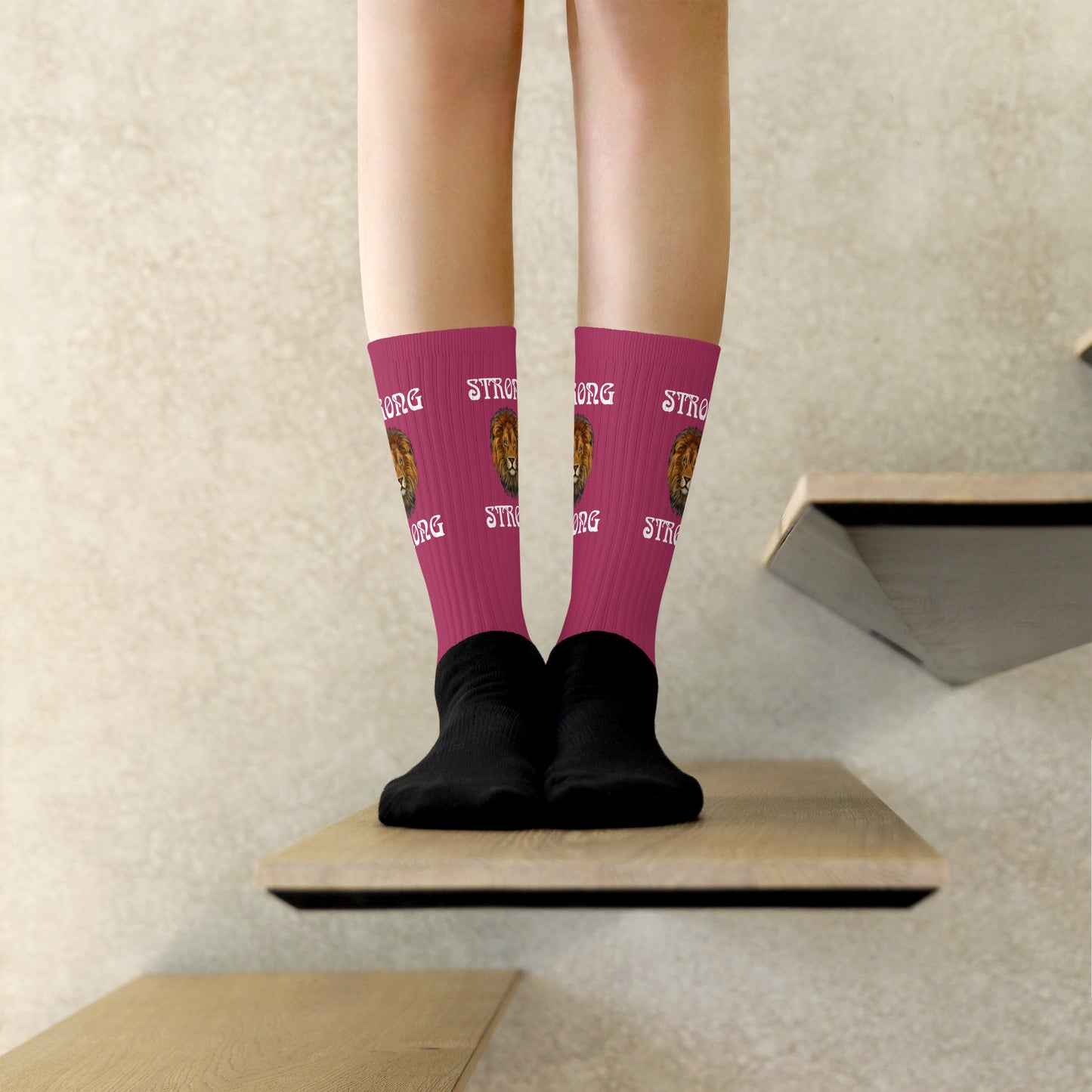 “STRONG”Maroon Socks W/White Font