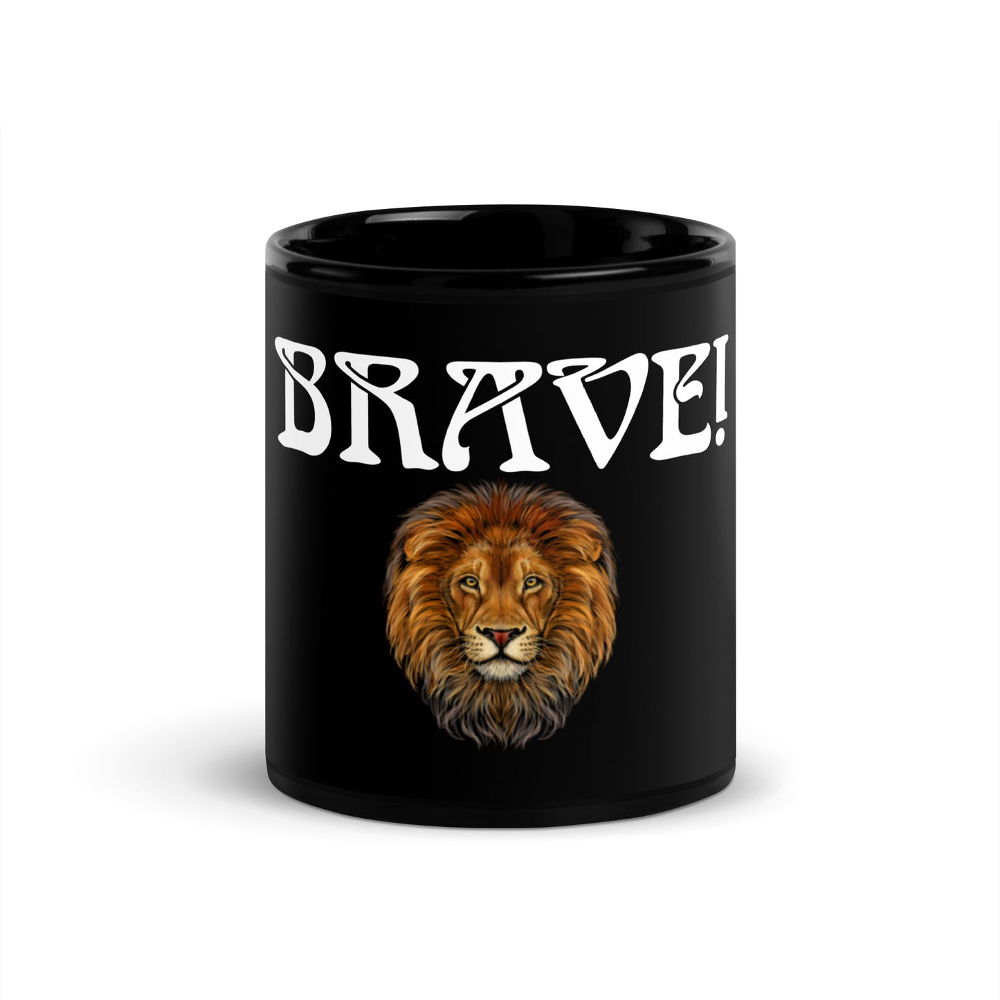 “BRAVE!”Black Glossy Mug W/White Font