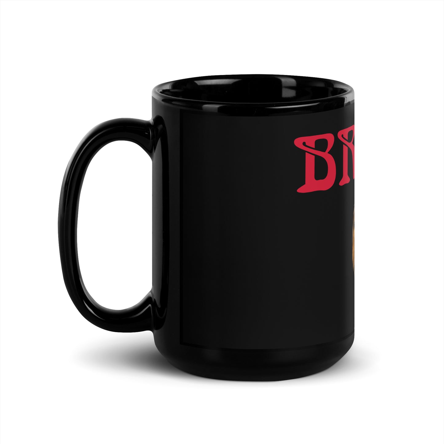 “BRAVE!”Black Glossy Mug W/Red Font
