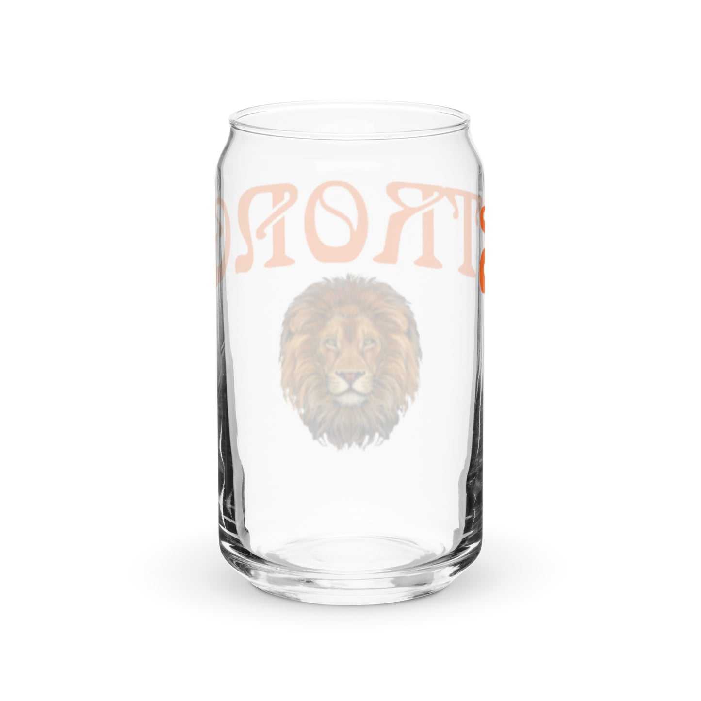 “STRONG”Can-Shaped Glass W/Orange Font