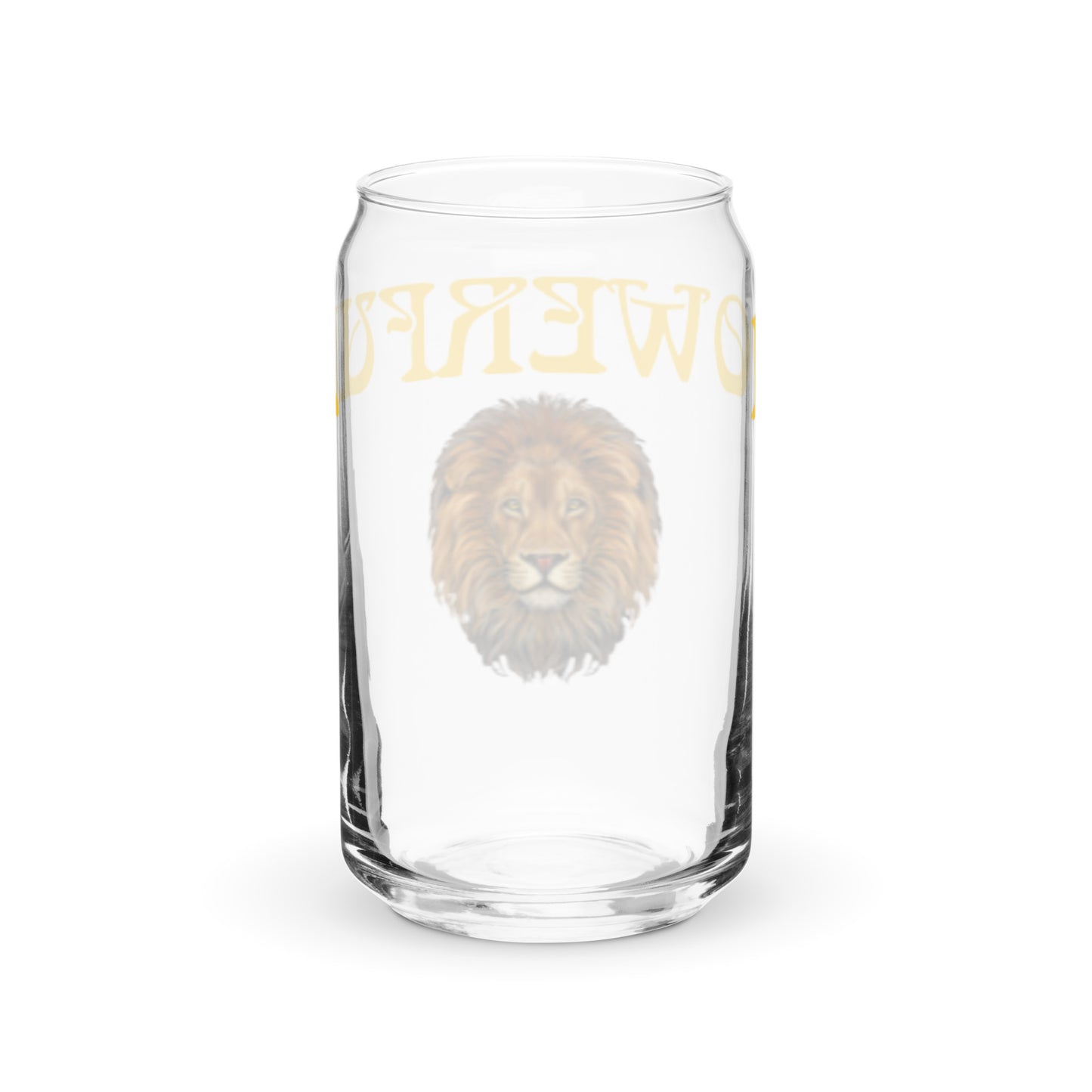 “POWERFUL”Can-Shaped Glass W/Yellow Font