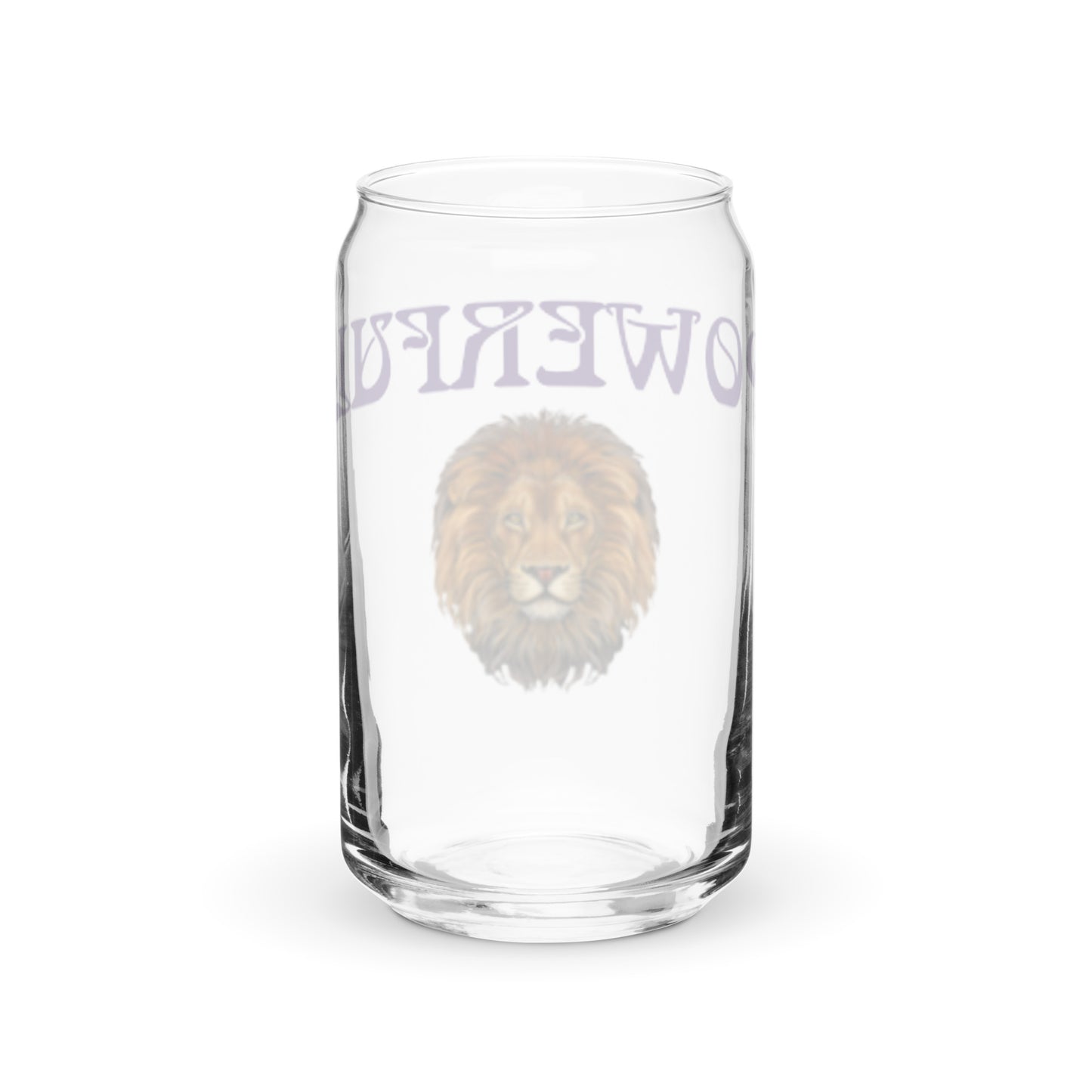 “POWERFUL”Can-Shaped Glass W/Purple Font