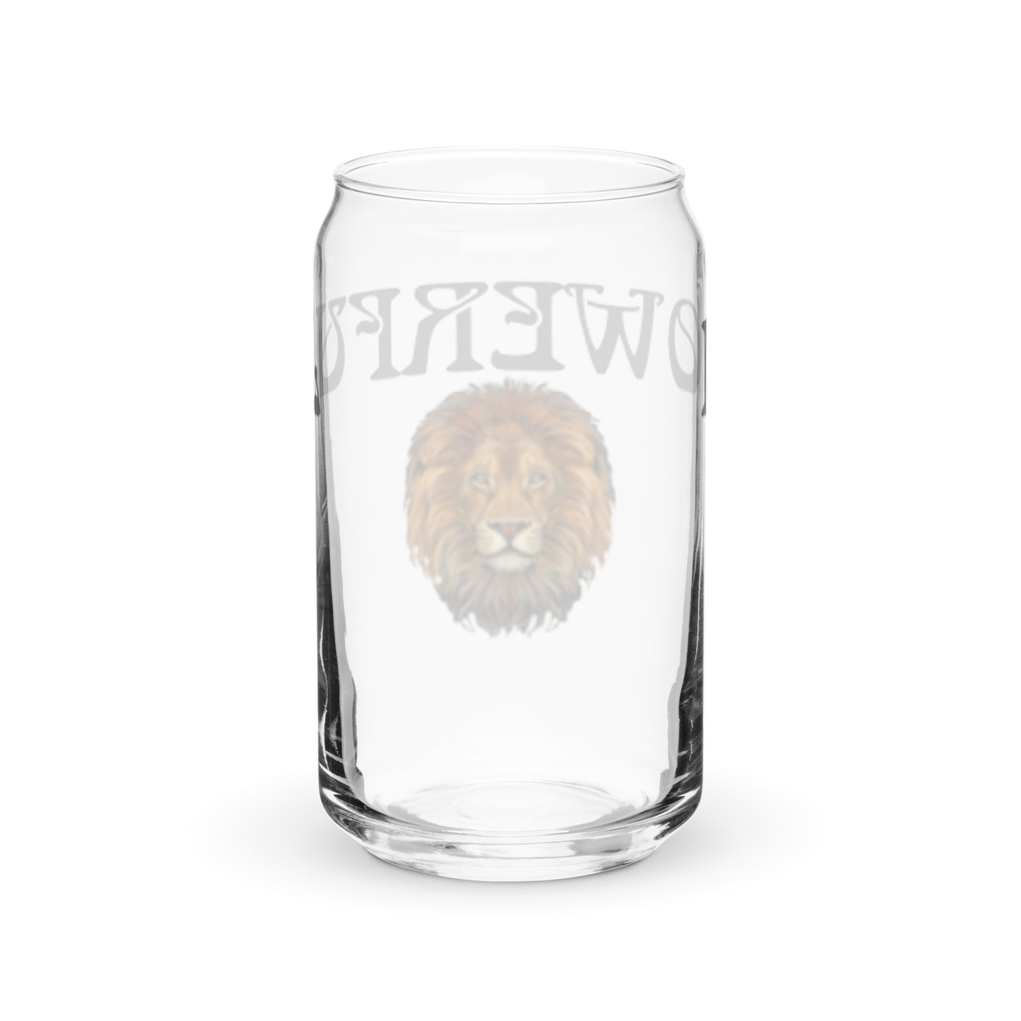 “POWERFUL”Can-Shaped Glass W/Grey Font