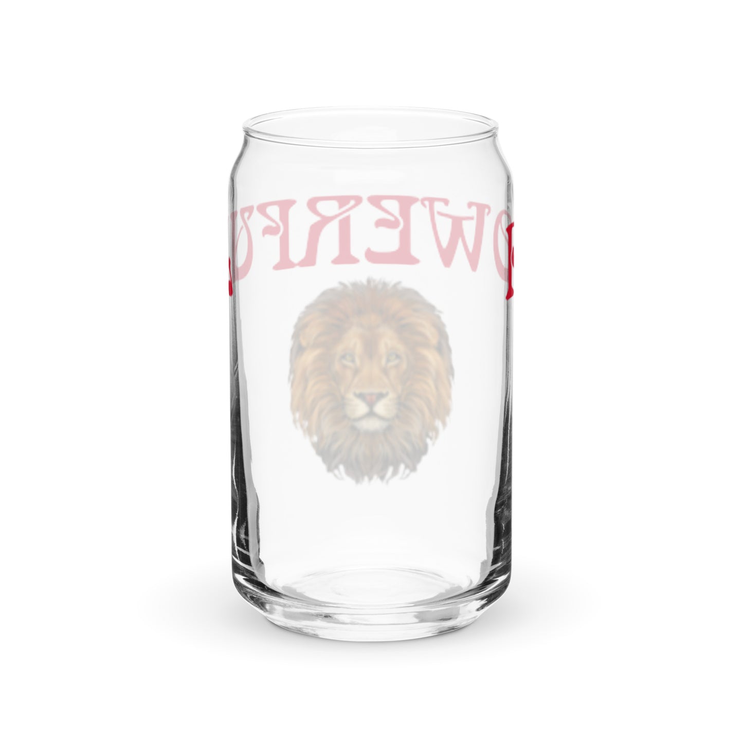 “POWERFUL”Can-Shaped Glass W/Red Font