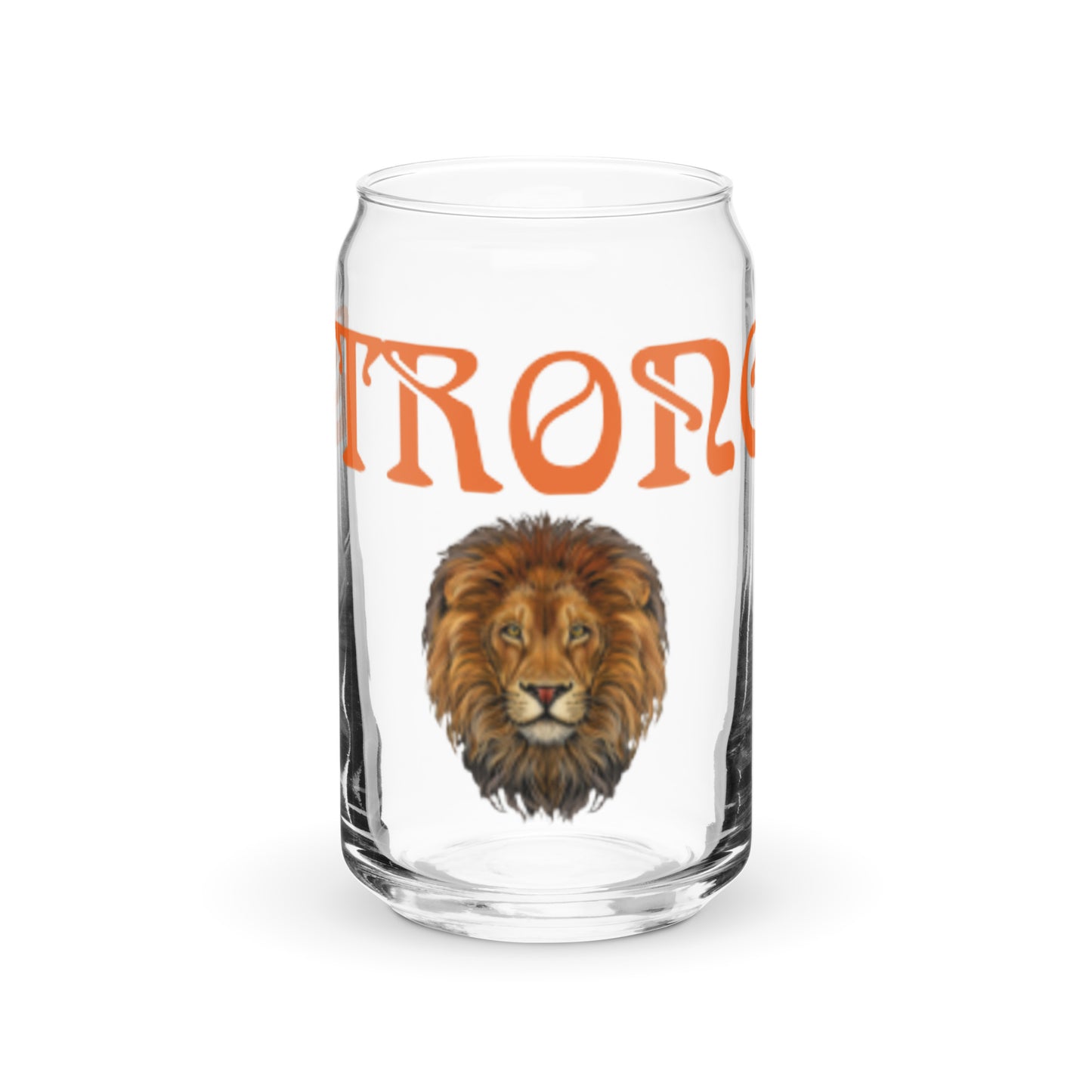 “STRONG”Can-Shaped Glass W/Orange Font