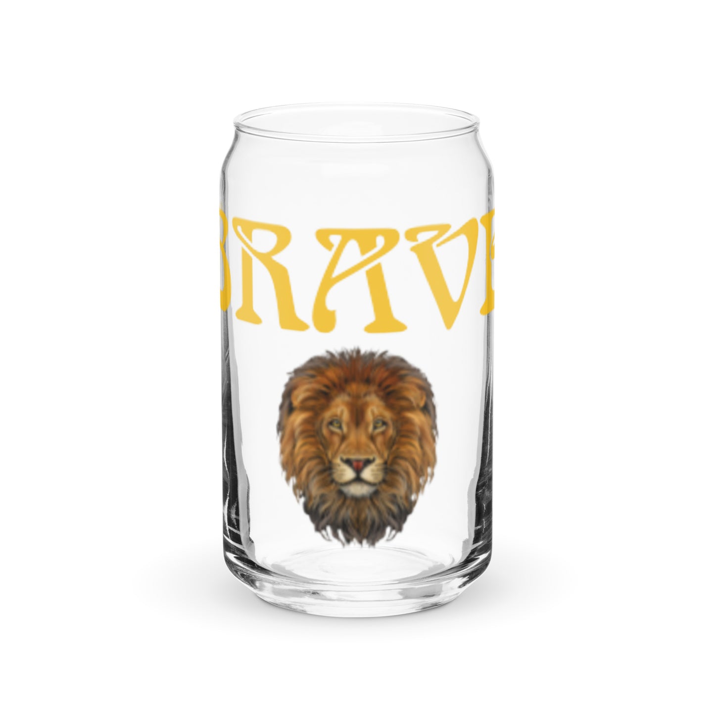 “BRAVE”Can-Shaped Glass W/Yellow Font