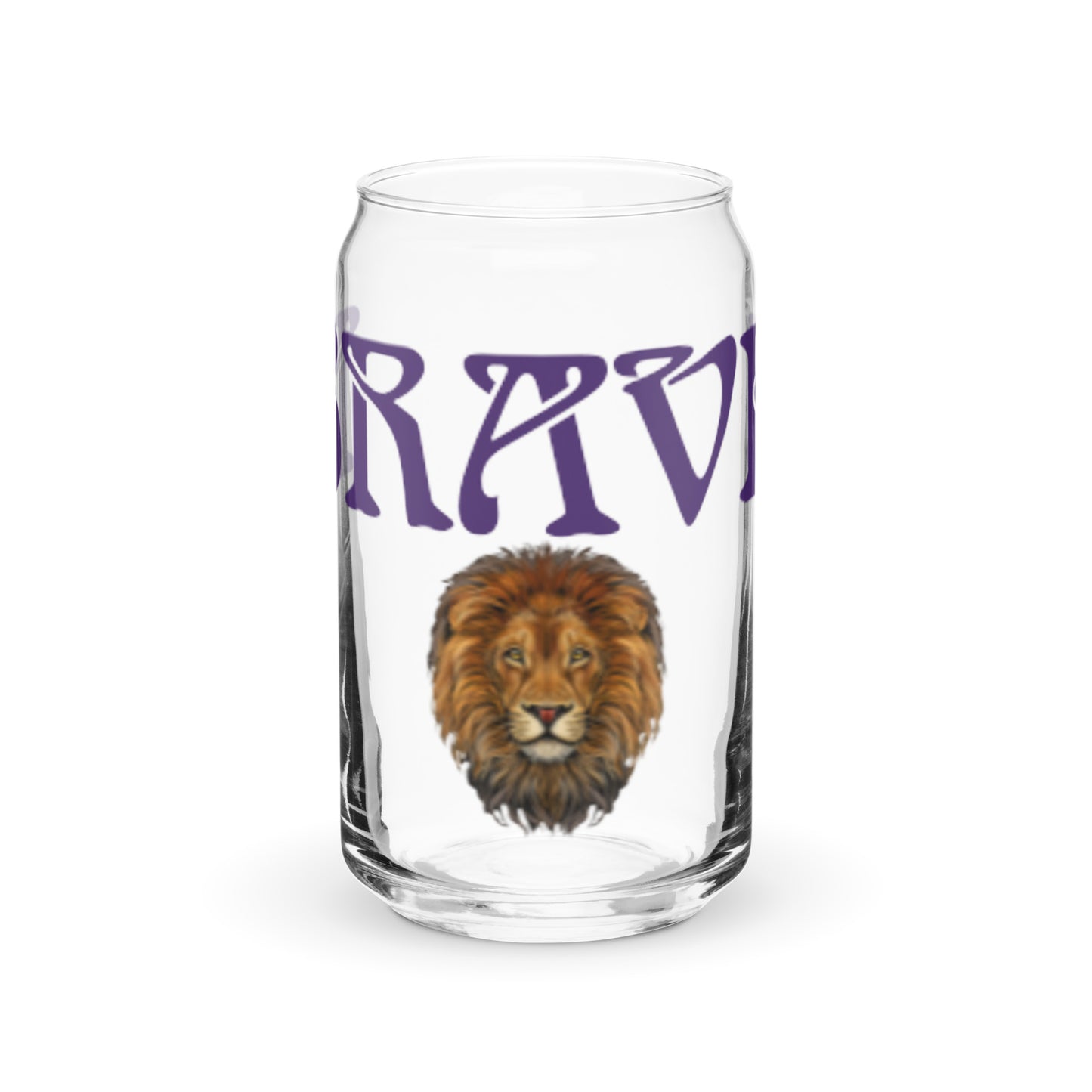 “BRAVE”Can-Shaped Glass W/Purple Font