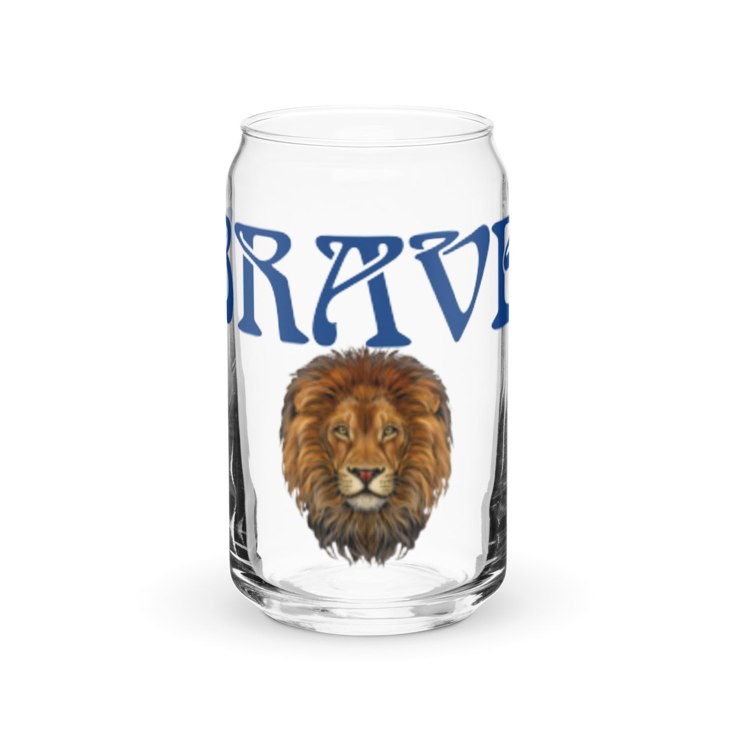 “BRAVE”Can-Shaped Glass W/Blue Font
