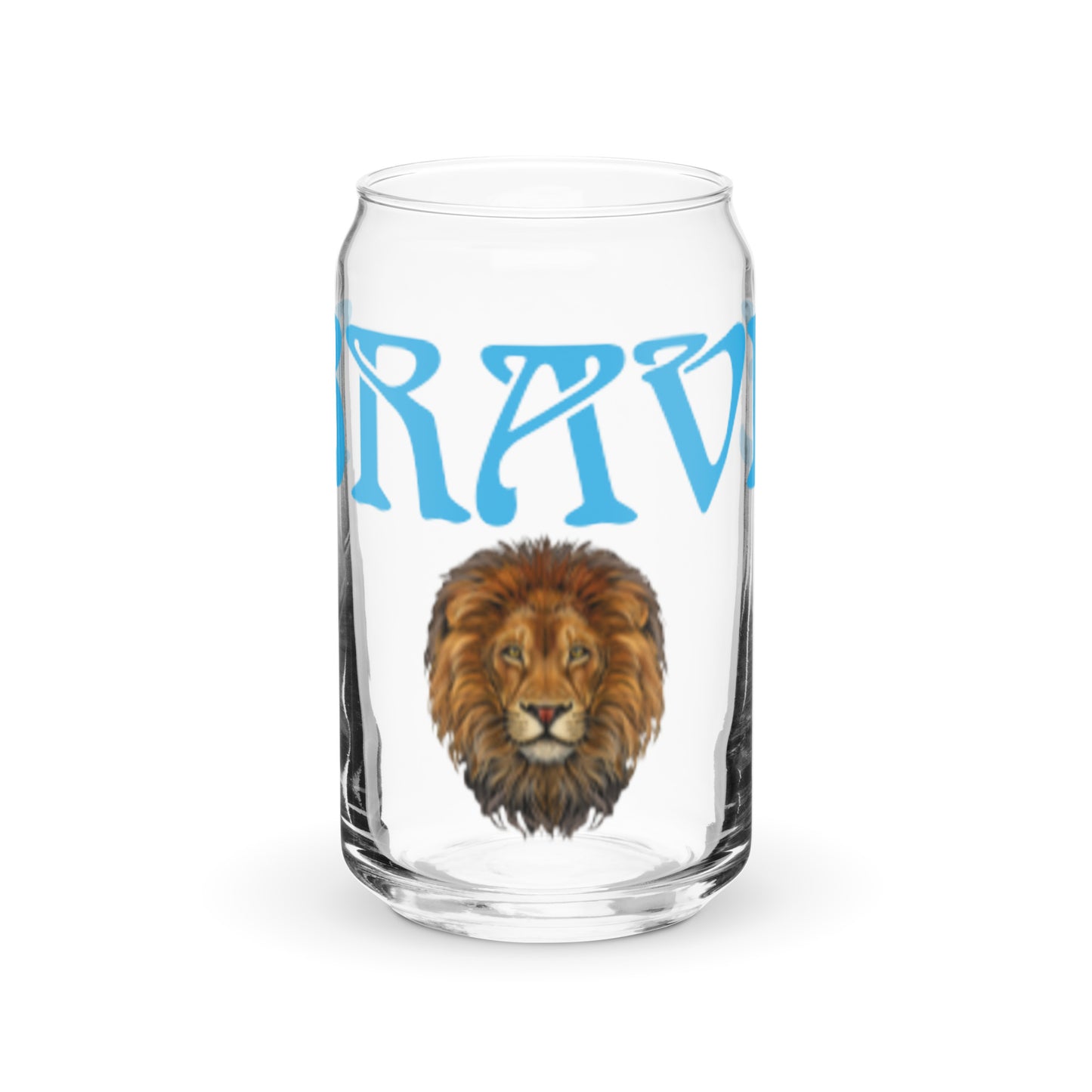 “BRAVE”Can-Shaped Glass W/SkyBlue Font