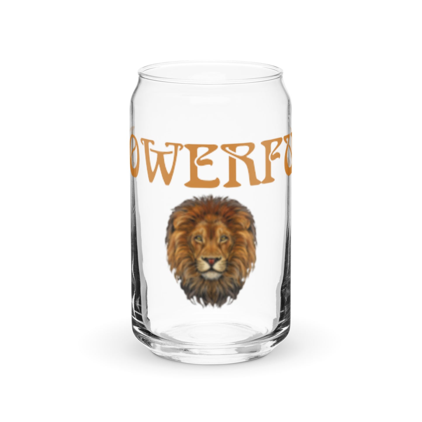 “POWERFUL”Can-Shaped Glass W/Fawn Font