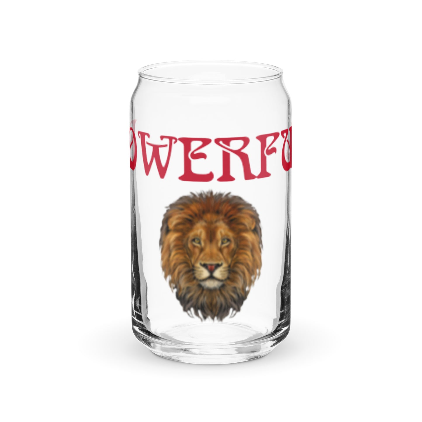 “POWERFUL”Can-Shaped Glass W/Red Font