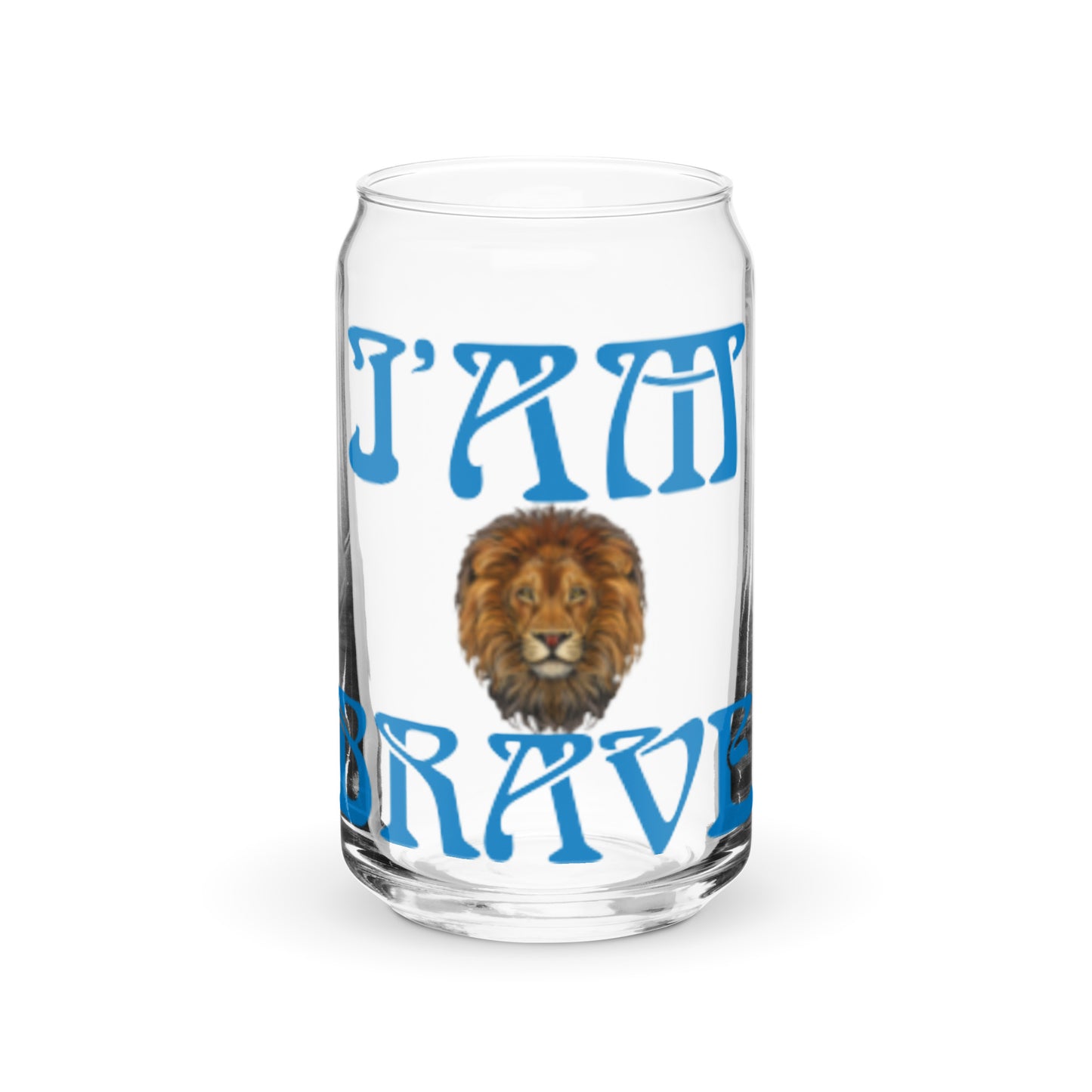 “I’AM BRAVE!”Can-Shaped Glass W/Blue Font